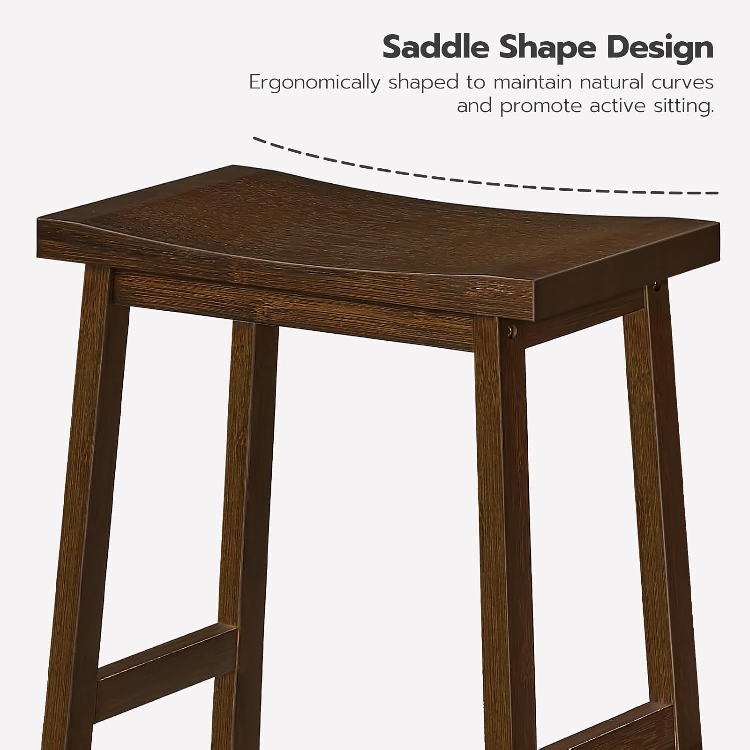 Comfortable Bamboo Bar Stools Set for Kitchen Dining
