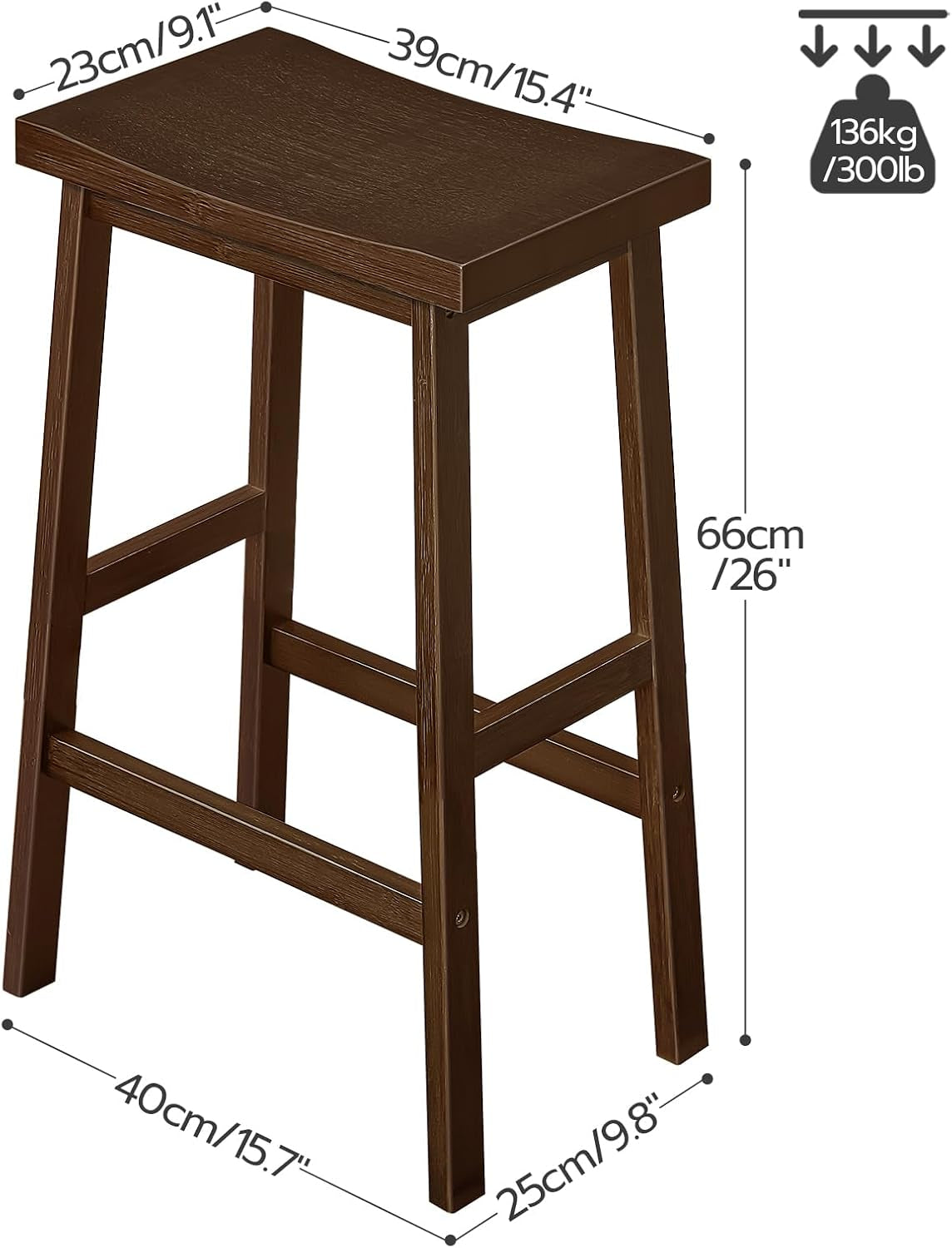 Comfortable Bamboo Bar Stools Set for Kitchen Dining