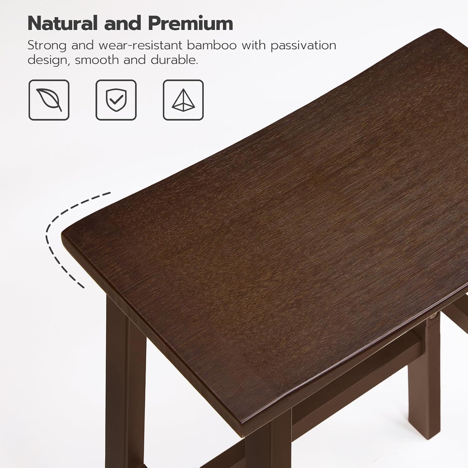 Comfortable Bamboo Bar Stools Set for Kitchen Dining