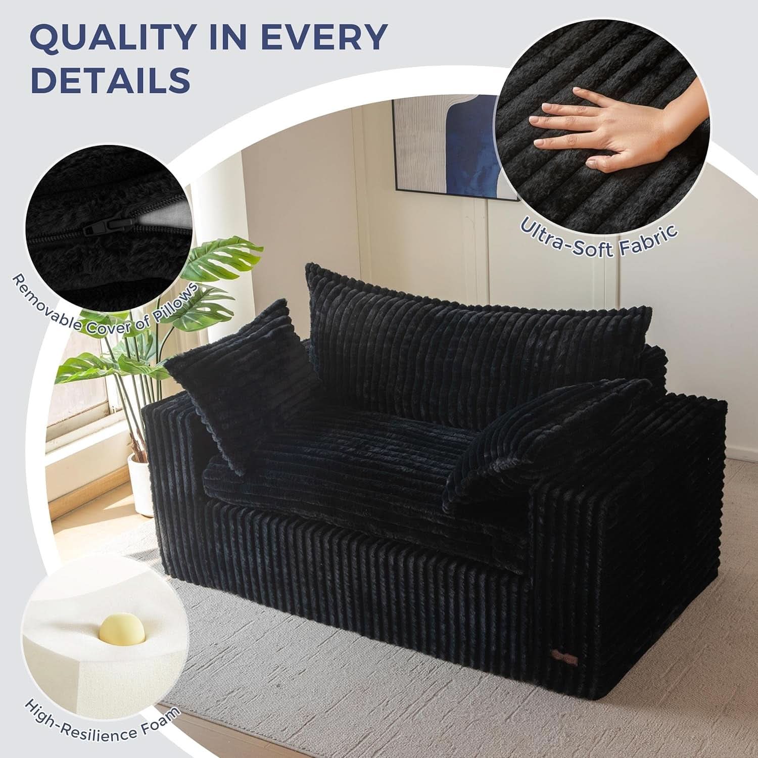 Comfortable Bean Bag Chair with Wide Armrests and Support