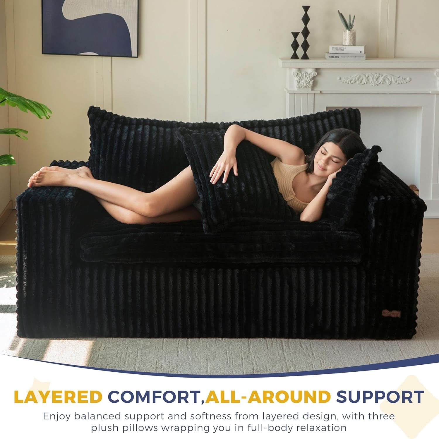 Comfortable Bean Bag Chair with Wide Armrests and Support