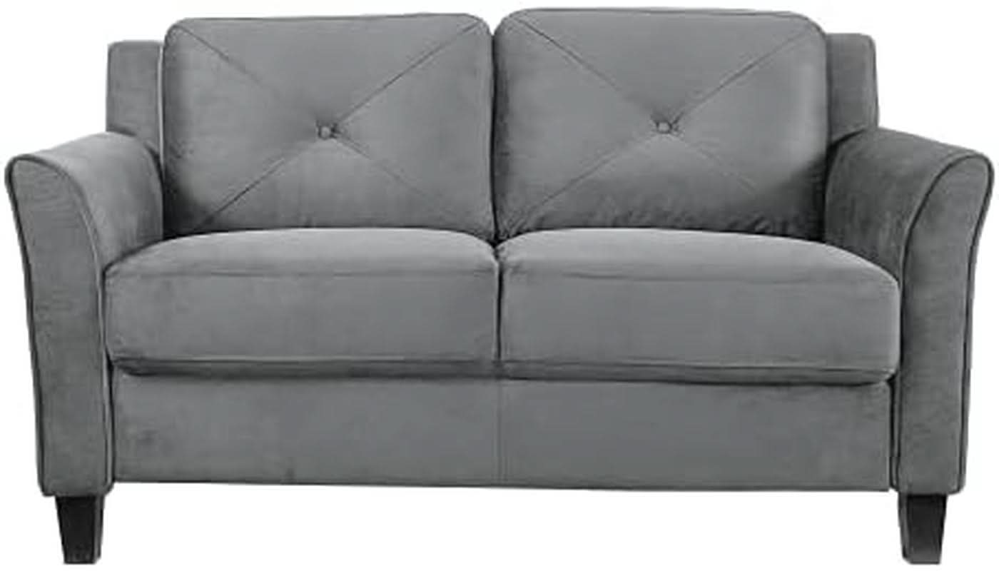 Comfortable Dark Grey Loveseat with Plush Cushions