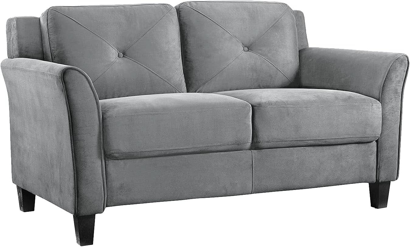 Comfortable Dark Grey Loveseat with Plush Cushions