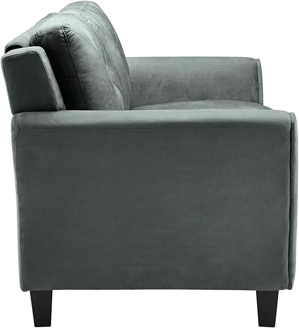 Comfortable Dark Grey Loveseat with Plush Cushions