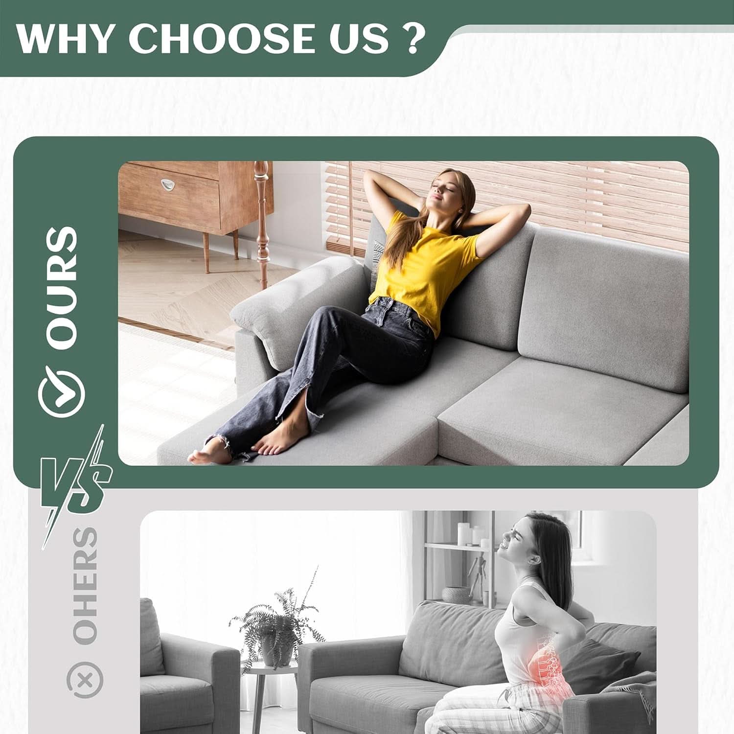 Comfortable L Shaped Convertible Sectional Sofa with Pillows