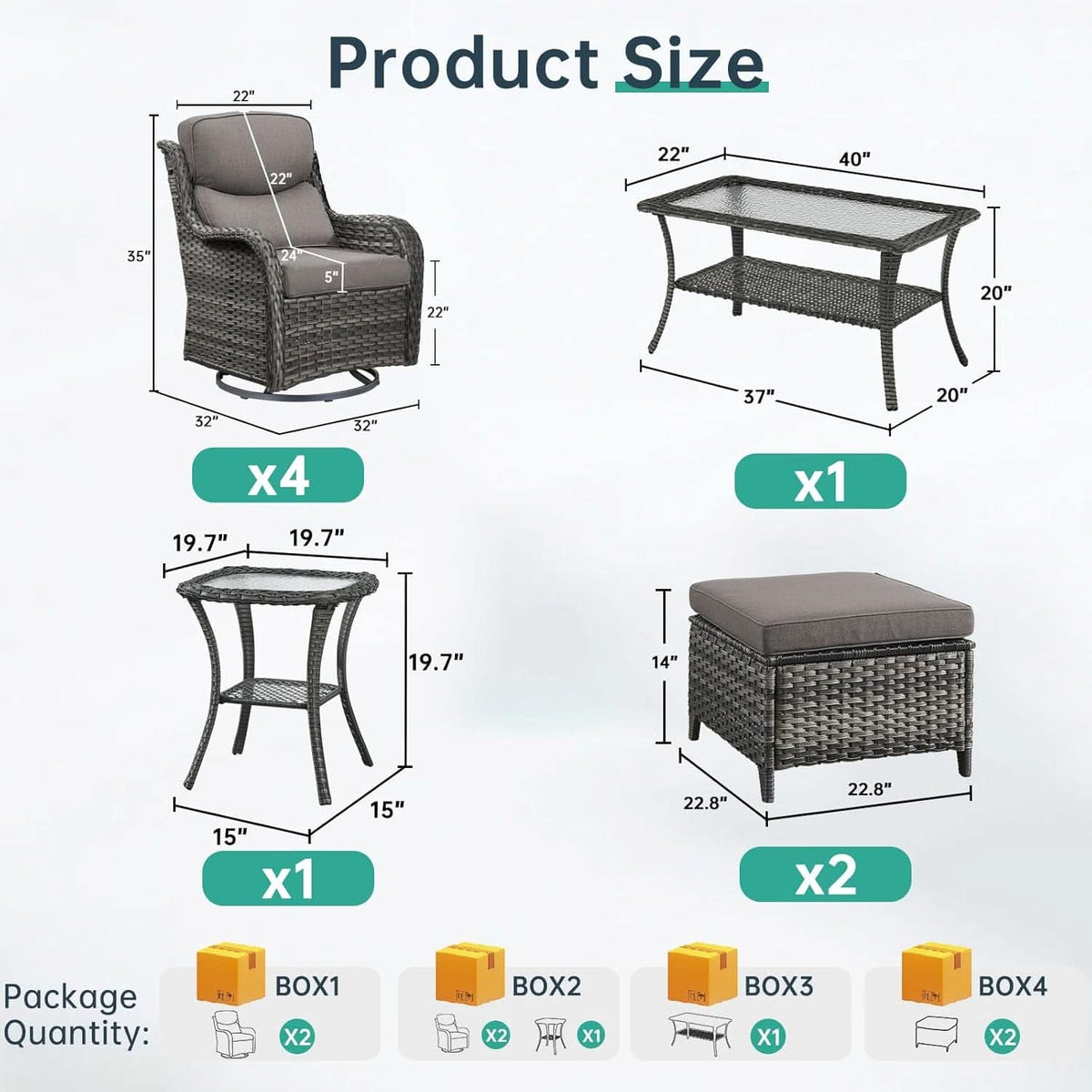 Comfortable Outdoor Swivel Rocker Patio Chairs Set