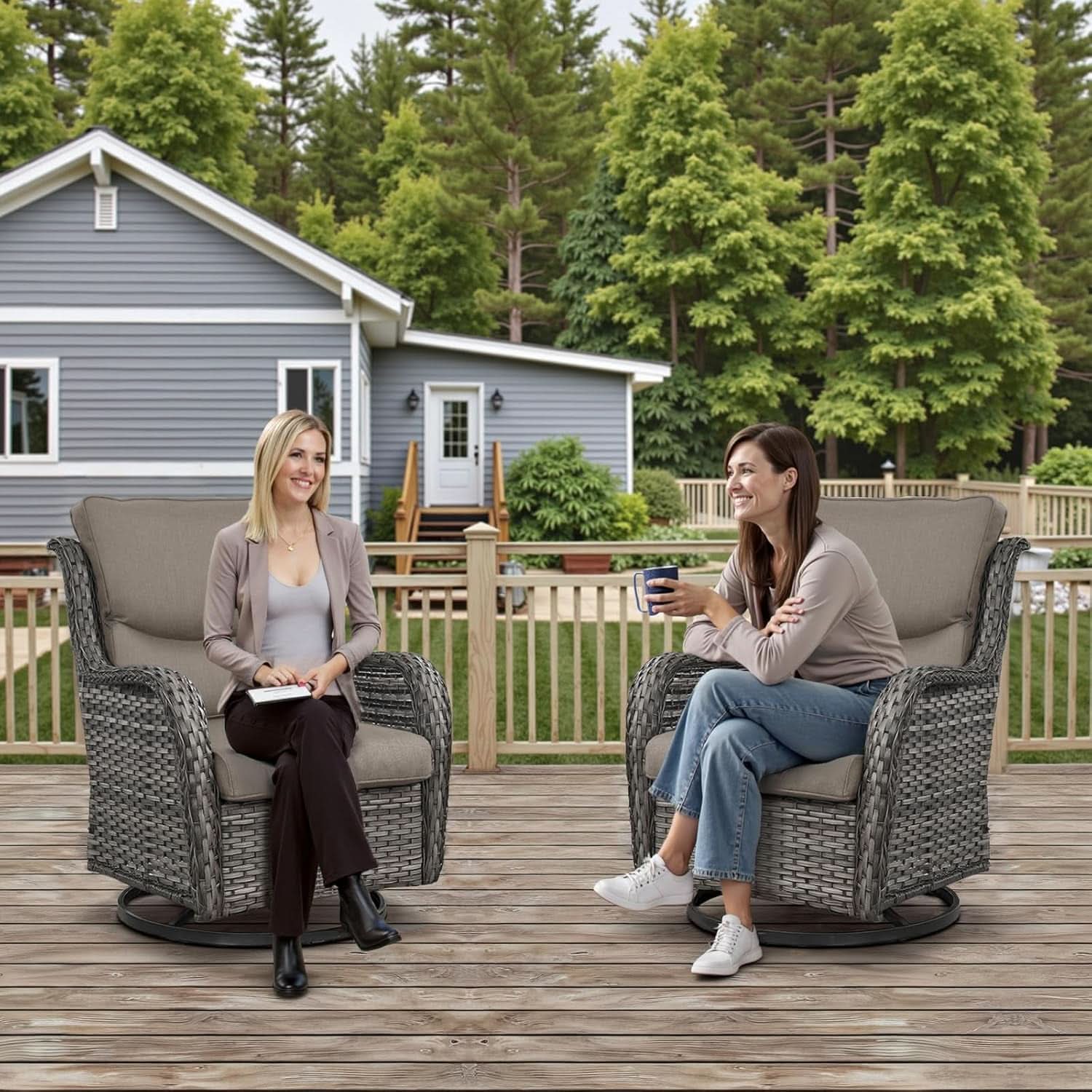 Comfortable Outdoor Swivel Rocker Patio Chairs Set