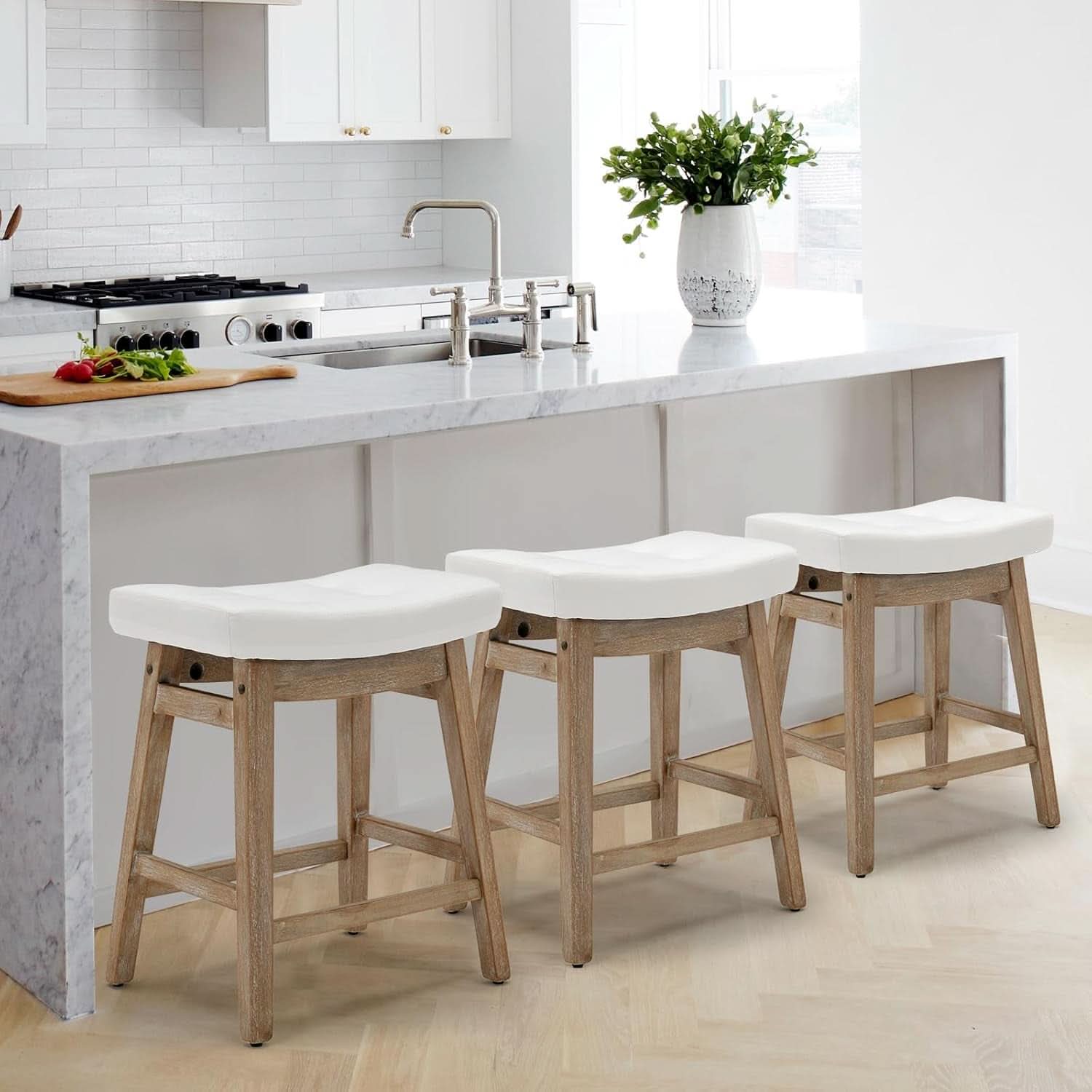 Comfortable Saddle Seat Bar Stools Set of Six