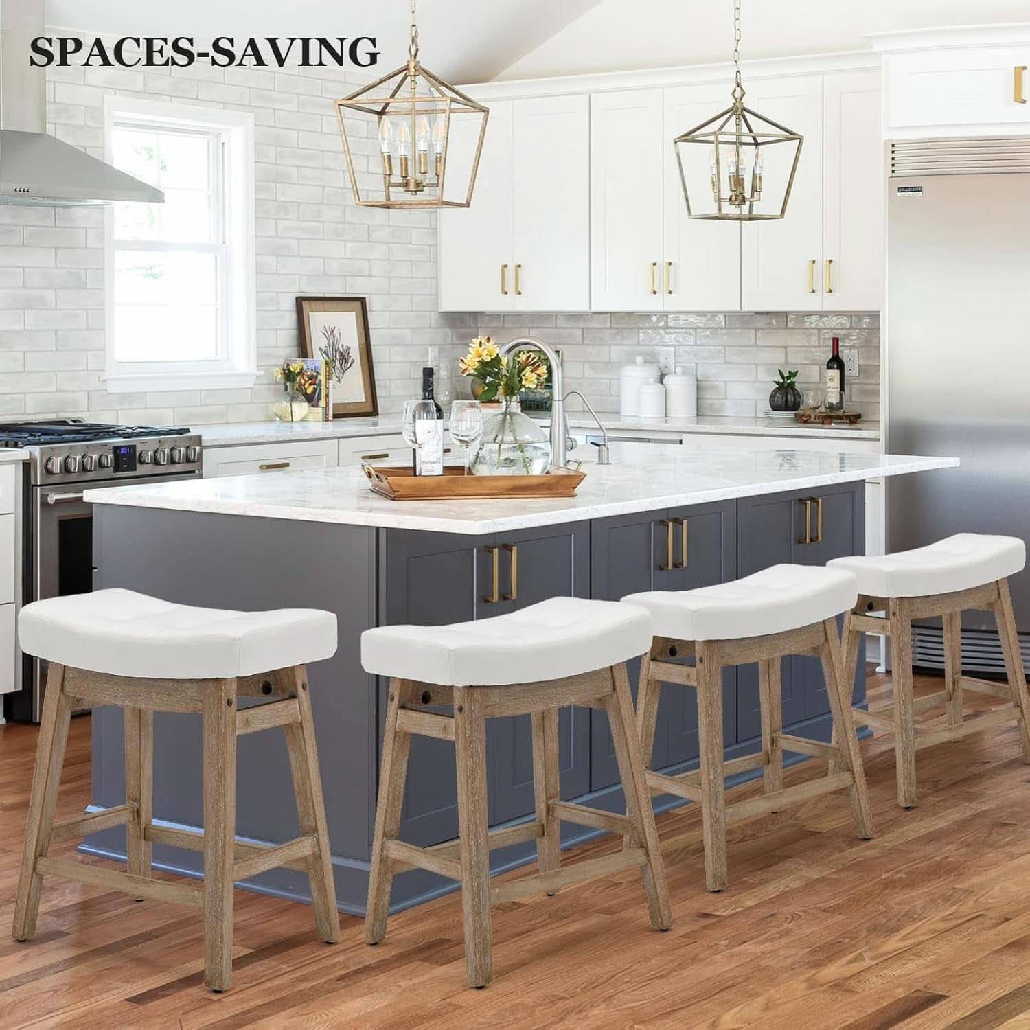 Comfortable Saddle Seat Bar Stools Set of Six
