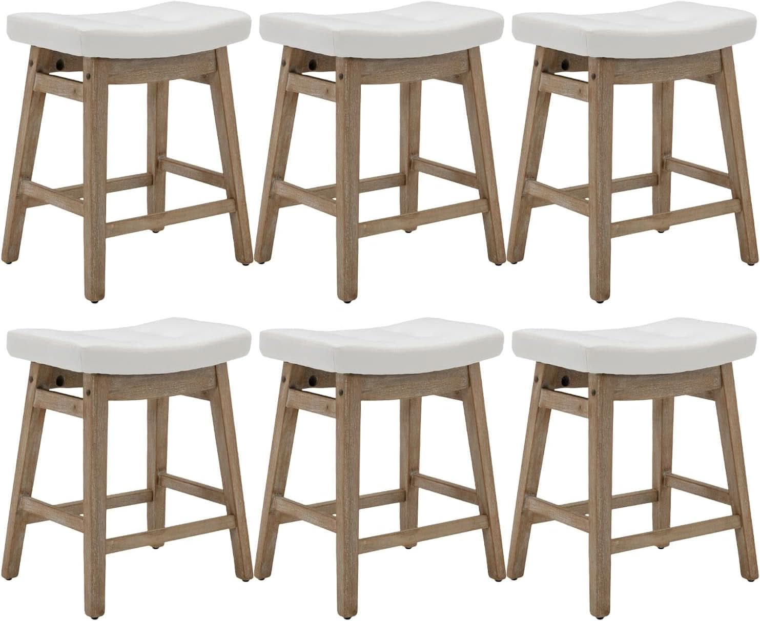Comfortable Saddle Seat Bar Stools Set of Six