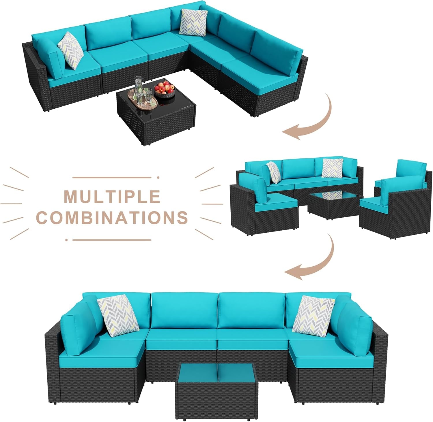 Comfortable Seven Piece Outdoor Patio Furniture Set