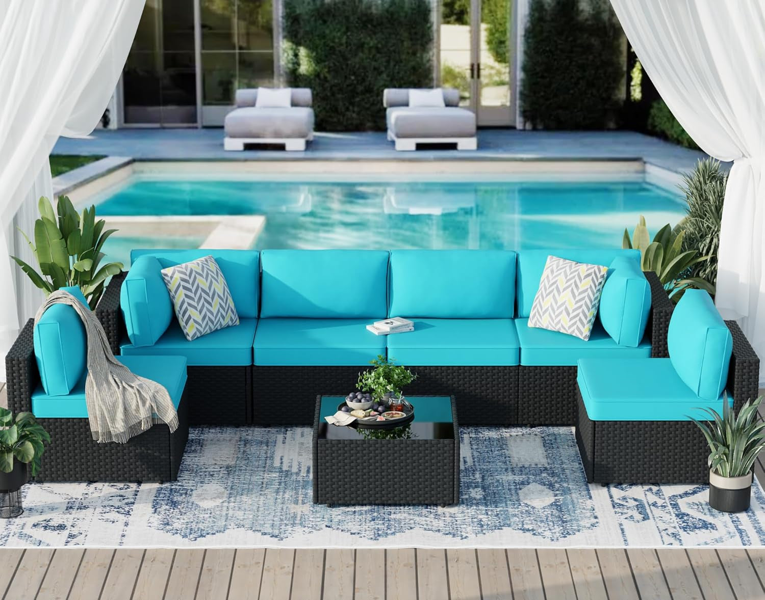 Comfortable Seven Piece Outdoor Patio Furniture Set