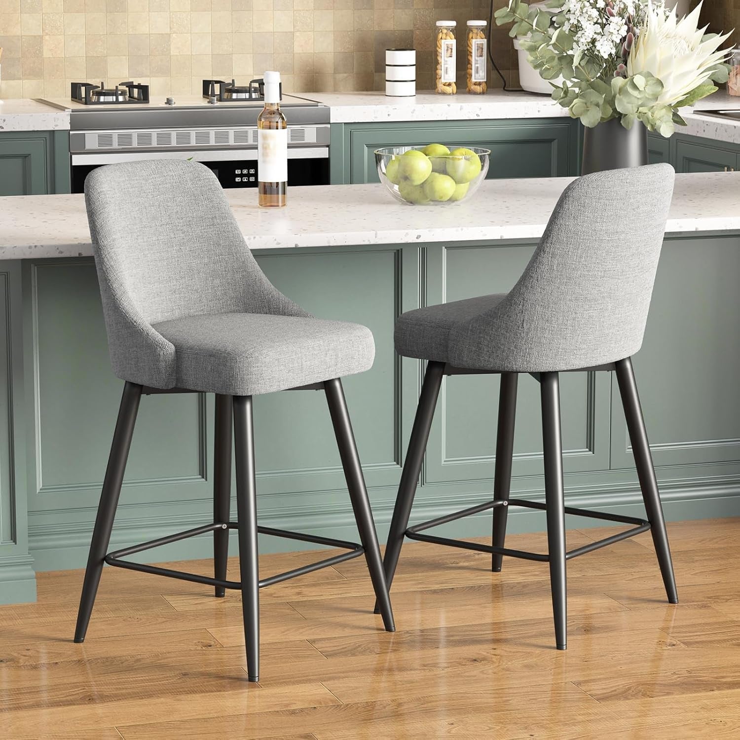 Comfortable Swivel Bar Stools Set for Kitchen Counter