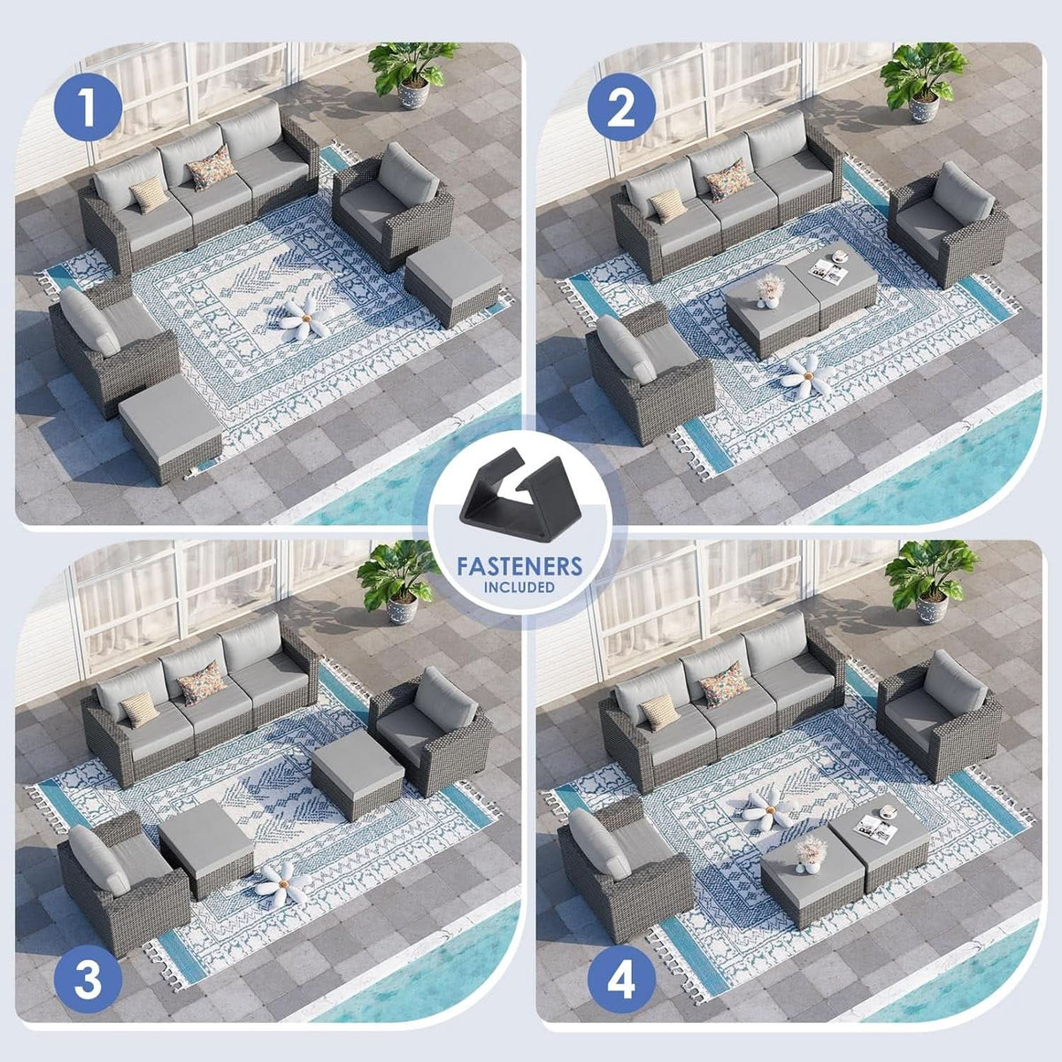 Comfortable Wicker Rattan Outdoor Patio Furniture Set