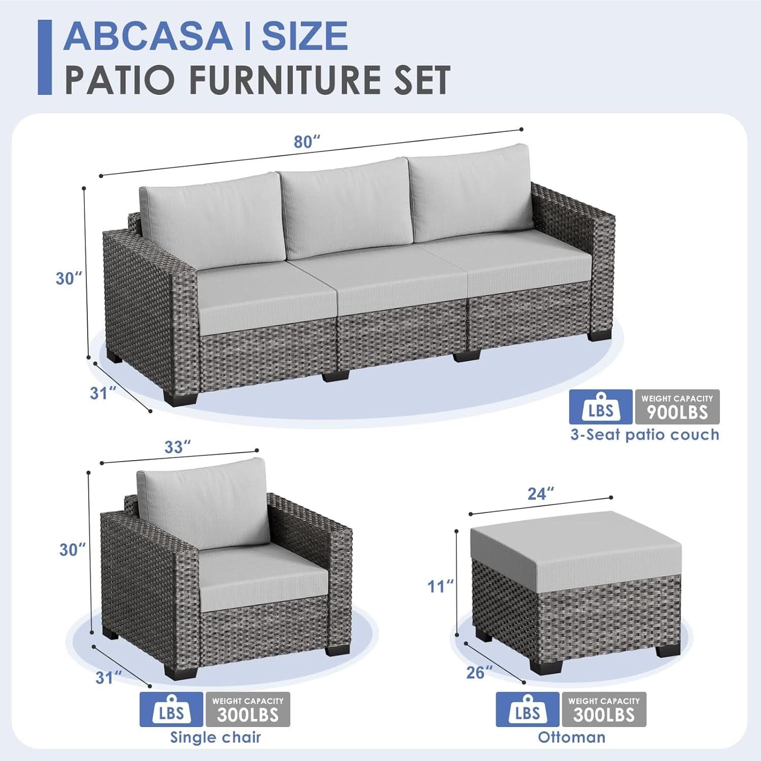 Comfortable Wicker Rattan Outdoor Patio Furniture Set