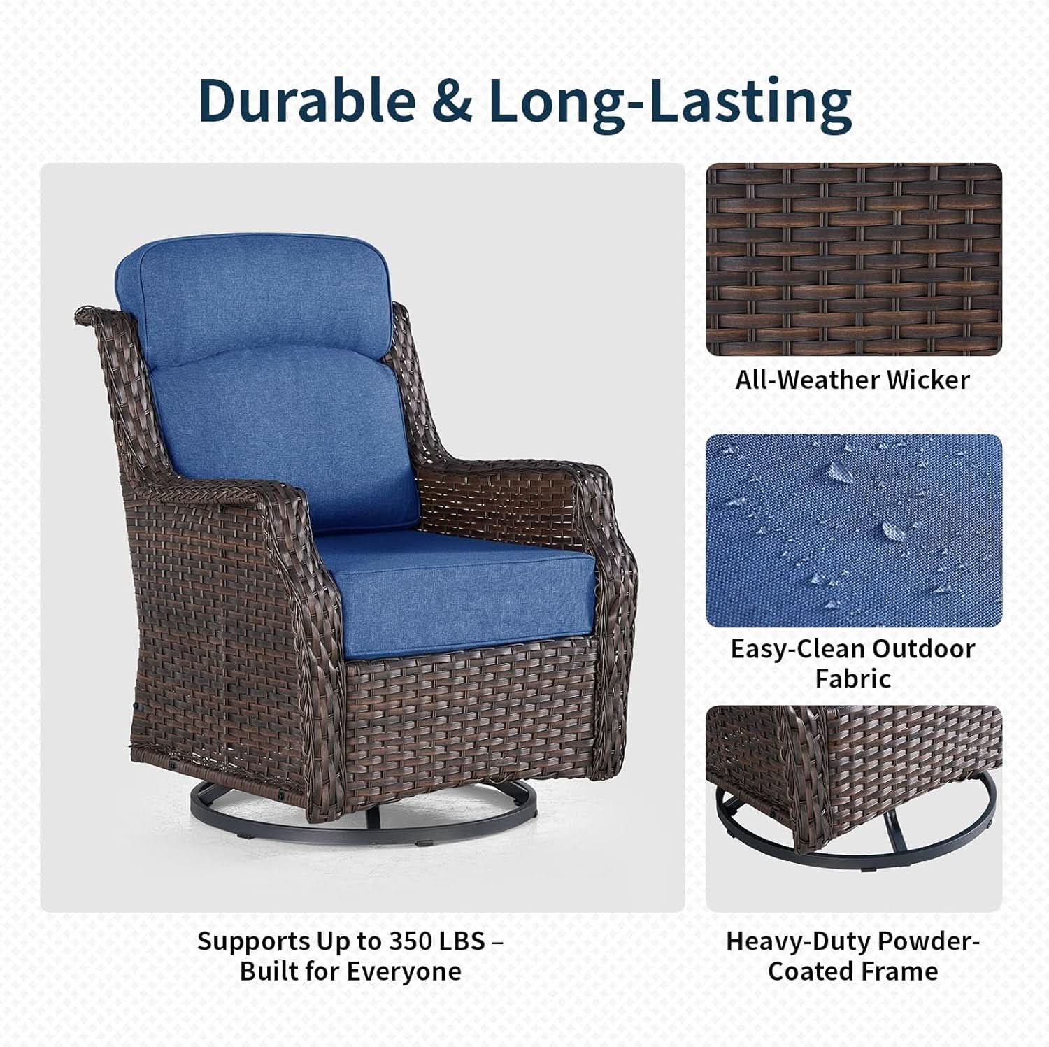 Comfortable Wicker Swivel Rocker Chairs With Side Table