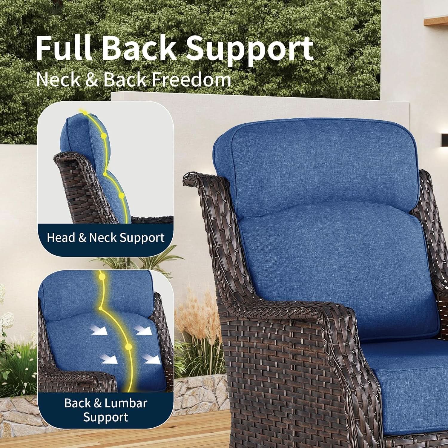 Comfortable Wicker Swivel Rocker Chairs With Side Table