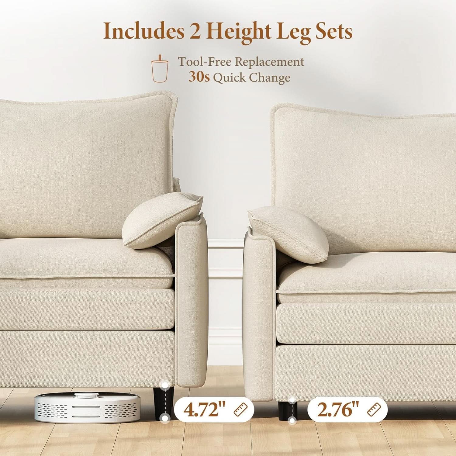 Comfy 108 Inch Modular Sectional Sofa With Ottoman