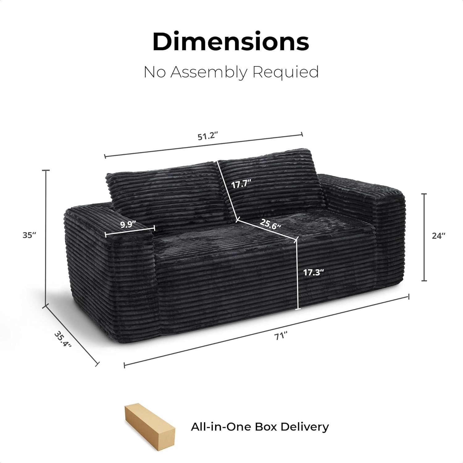 Comfy 71 Inch Loveseat Sofa for Small Spaces