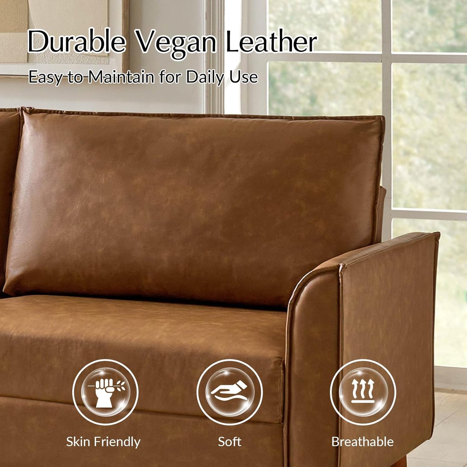 Comfy 78 Inch Faux Leather Sofa for Modern Living