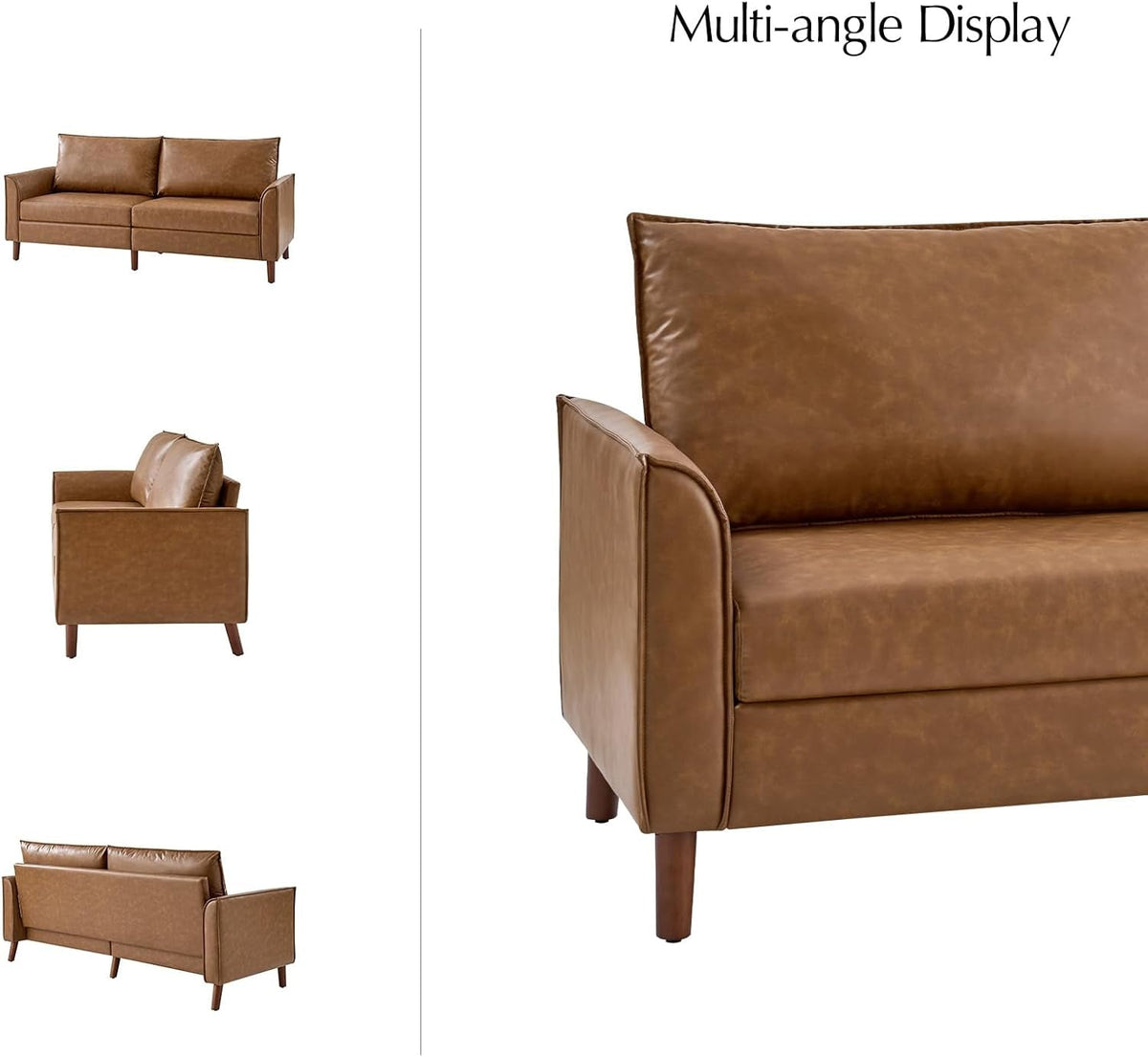 Comfy 78 Inch Faux Leather Sofa for Modern Living