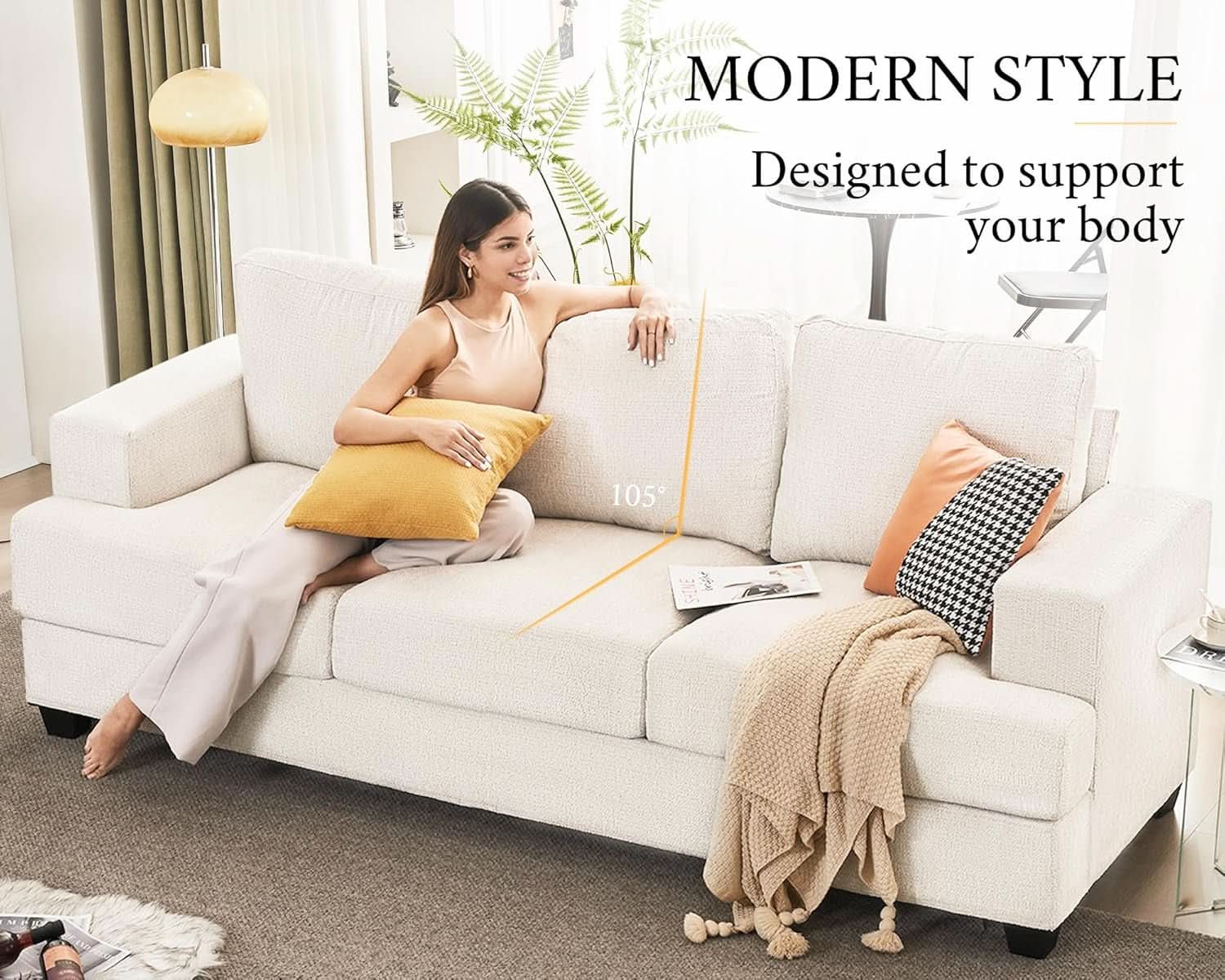 Comfy 89 Inch Sofa with Extra Deep Seats