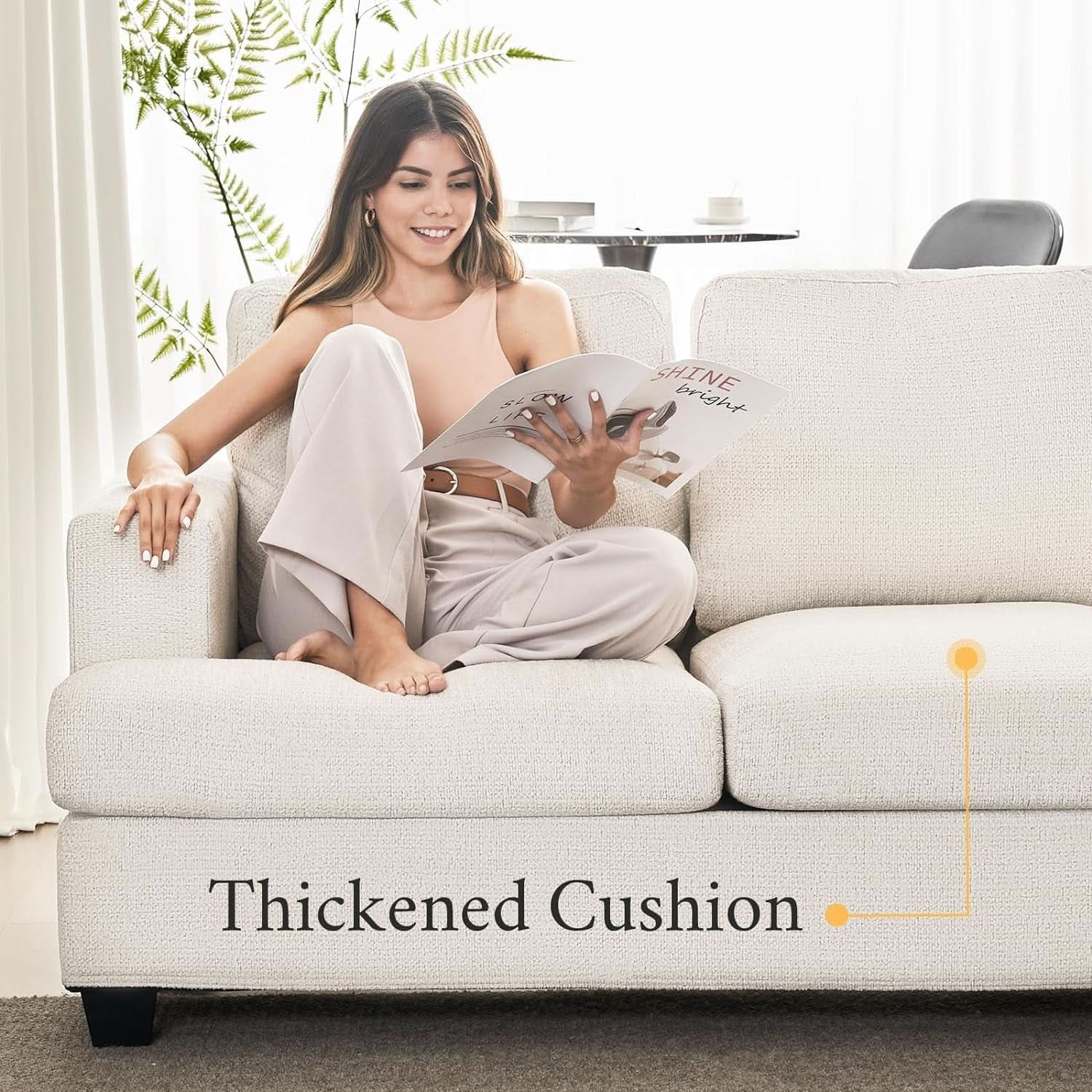 Comfy 89 Inch Sofa with Extra Deep Seats