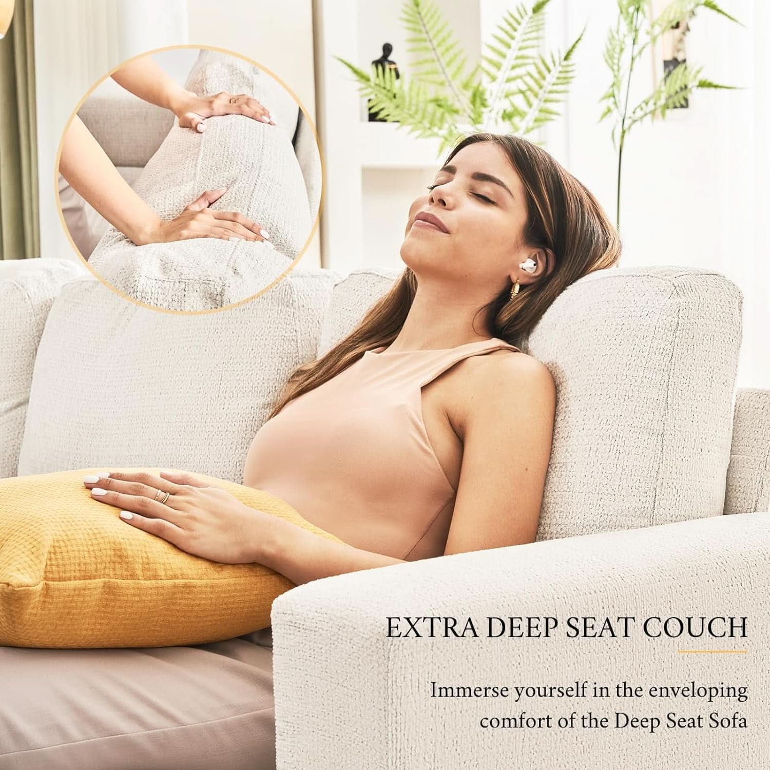 Comfy 89 Inch Sofa with Extra Deep Seats
