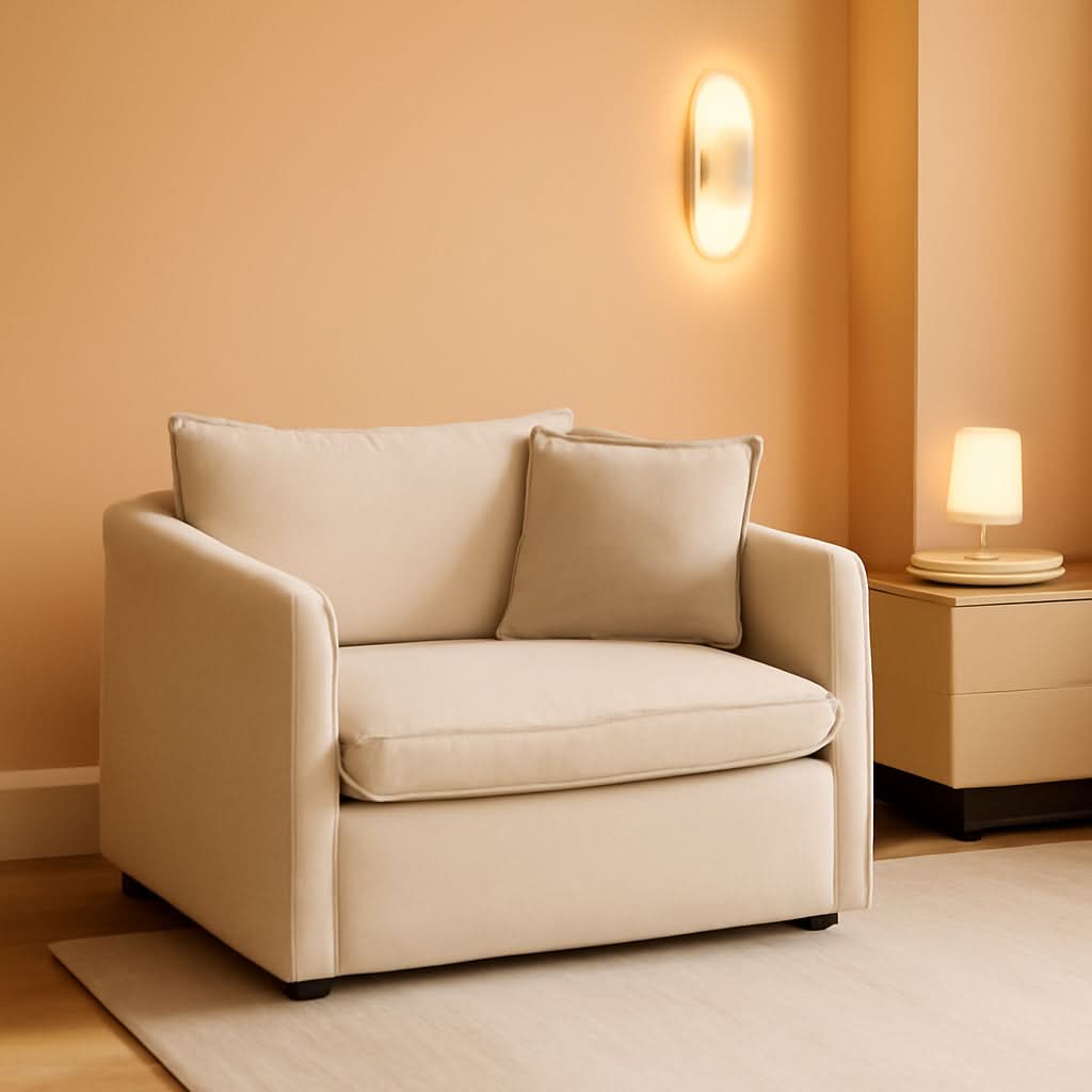 Comfy Chenille Sofa Chair with Toss Pillow Light Coffee