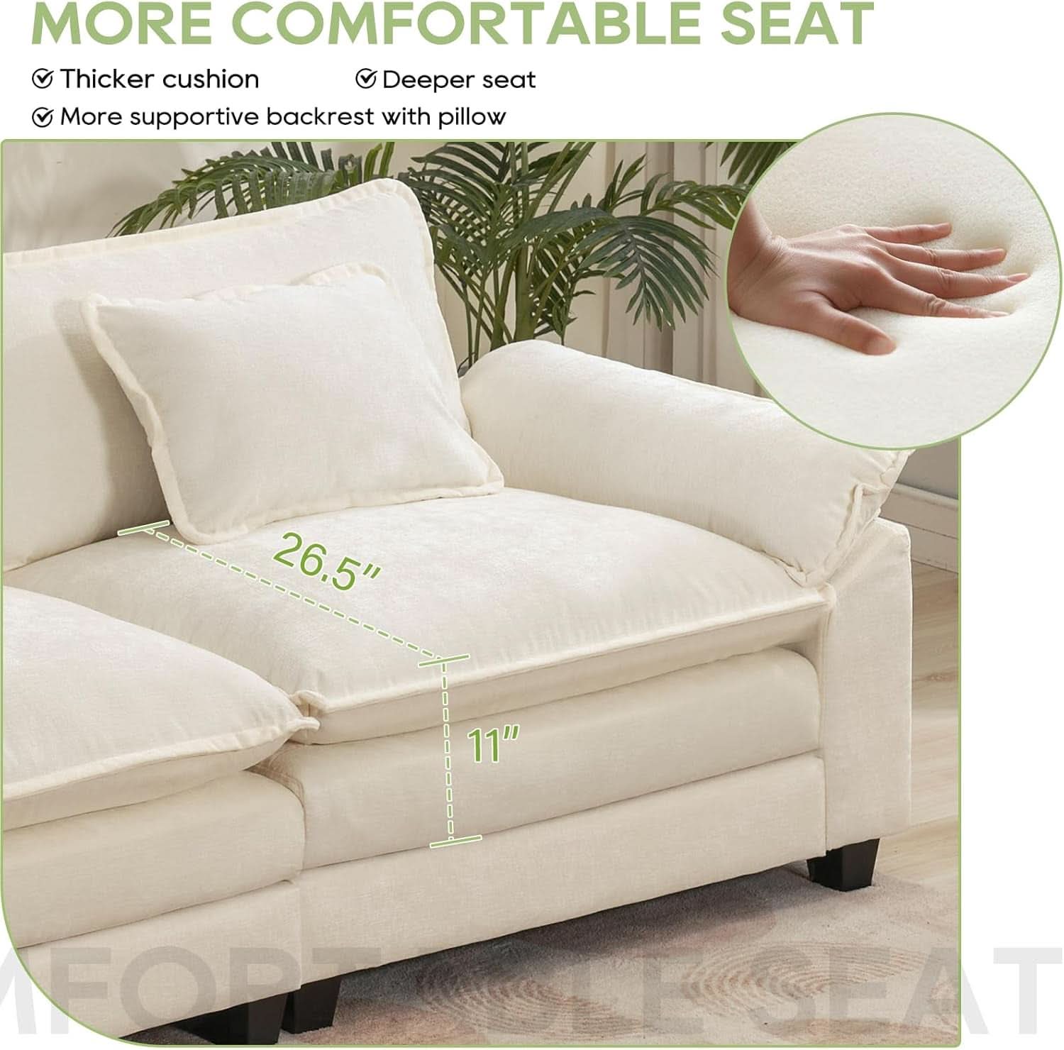 Comfy Cloud Couch Modular Sofa with Ottoman and Pillows