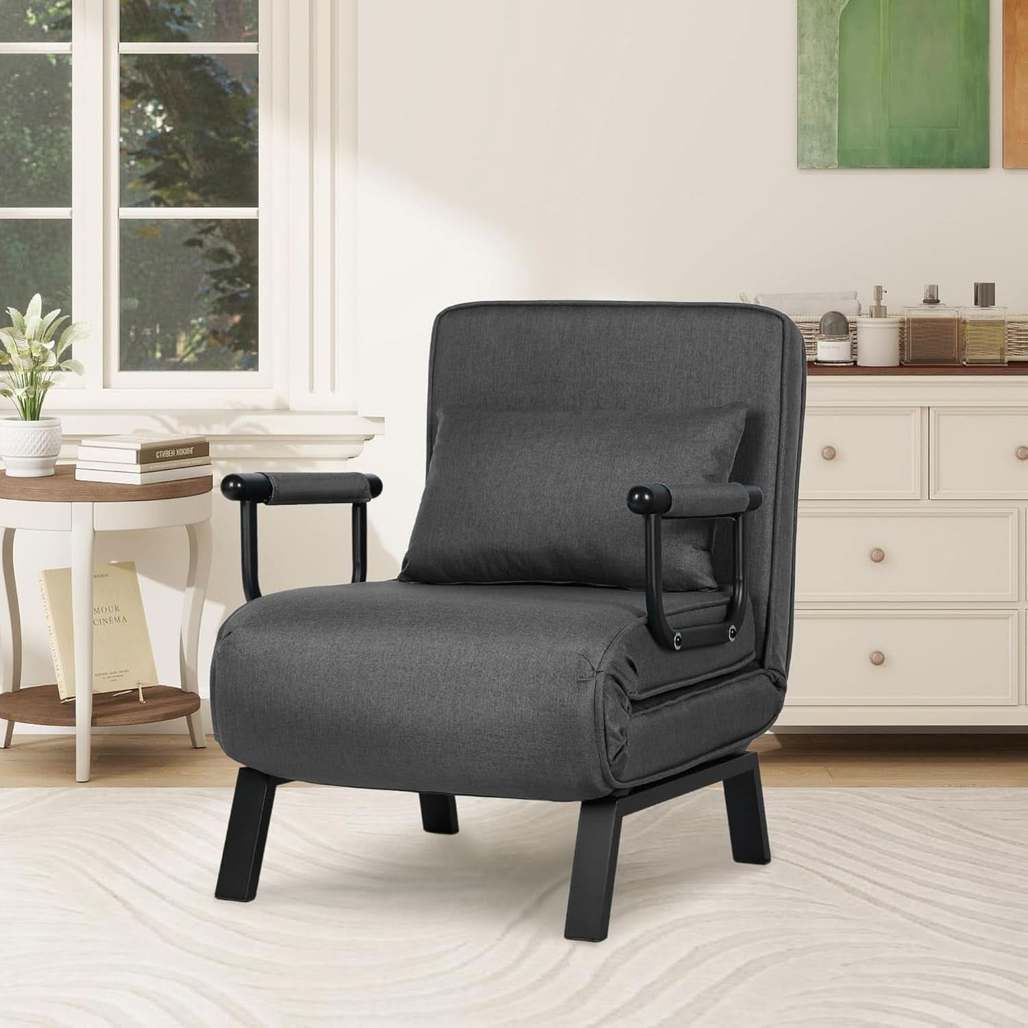 Comfy Convertible Sleep Chair Bed with Adjustable Backrest