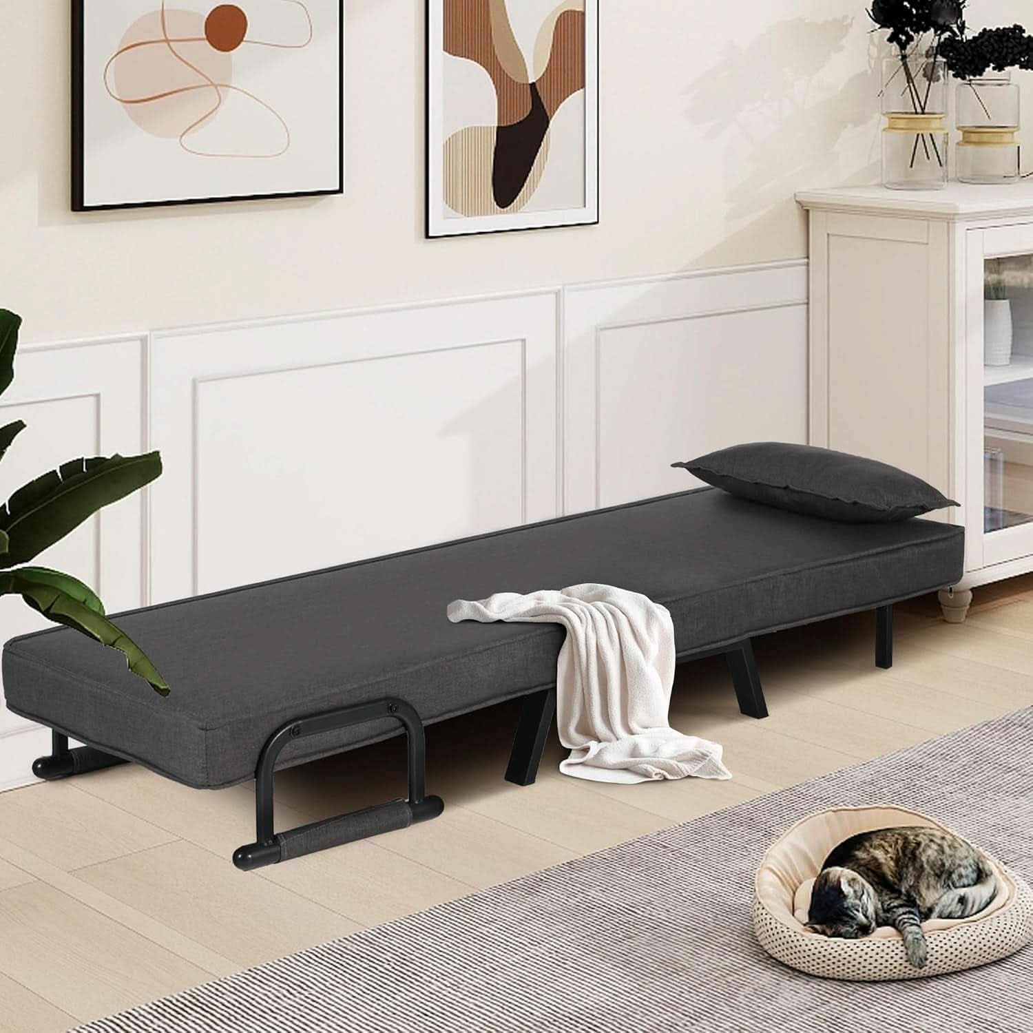 Comfy Convertible Sleep Chair Bed with Adjustable Backrest