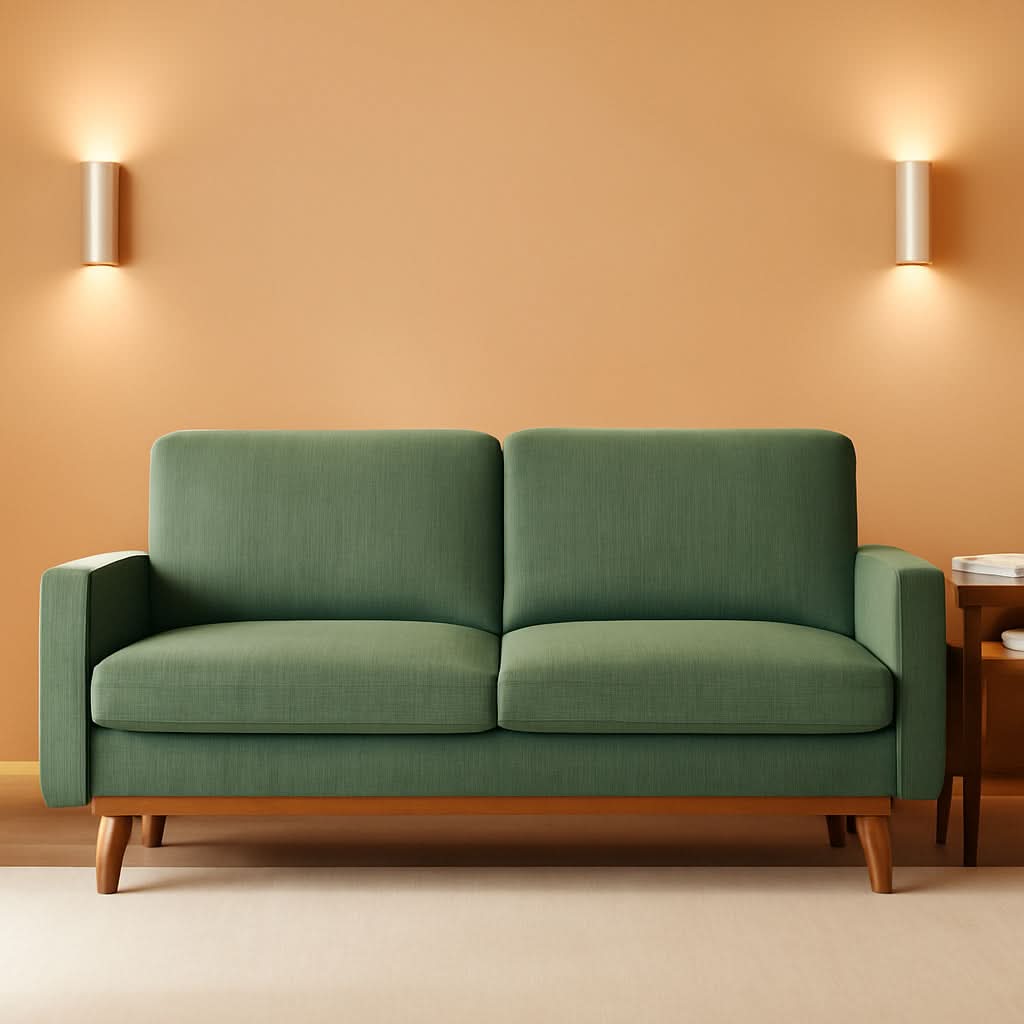 Comfy Green Corduroy Loveseat Sofa with Solid Wood Frame