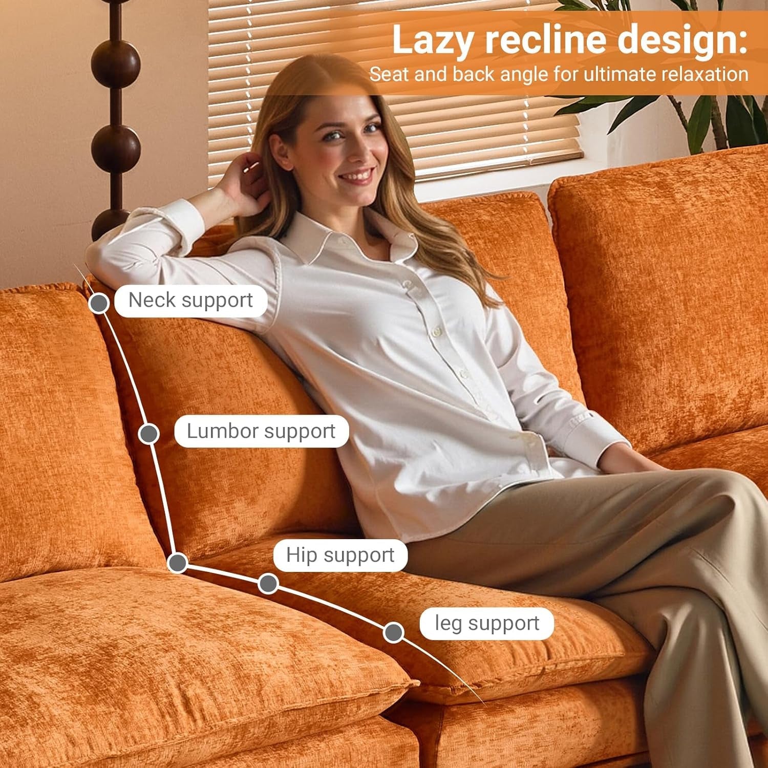 Comfy L-Shape Sectional Sofa with Movable Ottoman