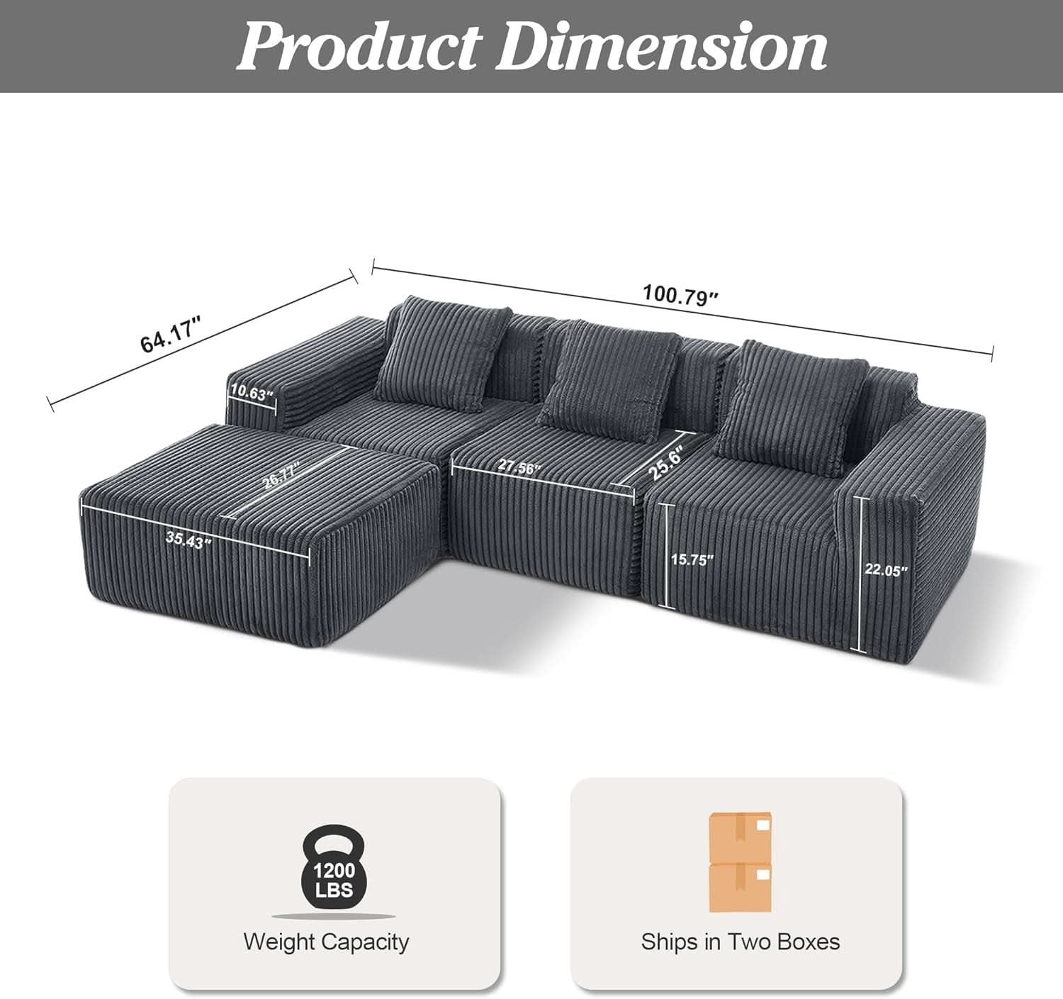 Comfy L Shaped Modular Memory Foam Sectional Sofa