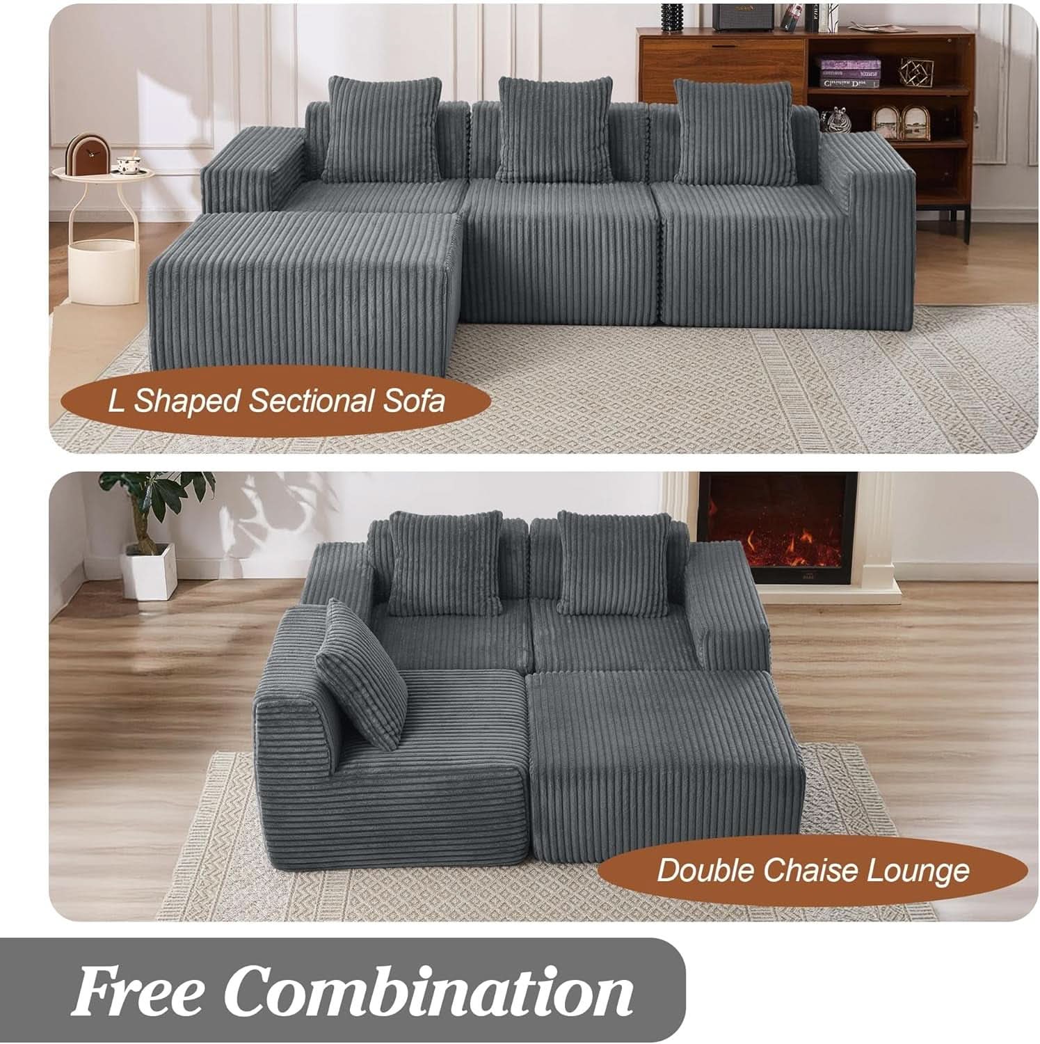 Comfy L Shaped Modular Memory Foam Sectional Sofa