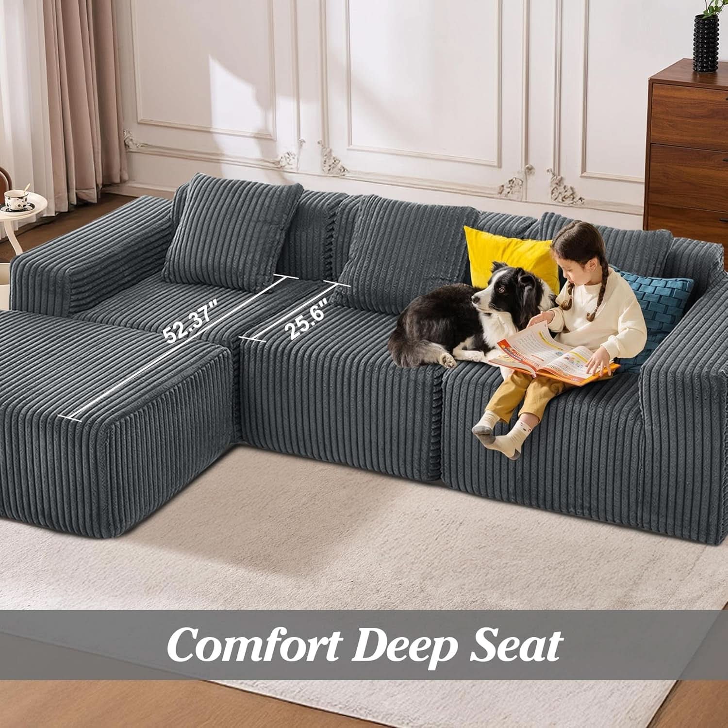 Comfy L Shaped Modular Memory Foam Sectional Sofa