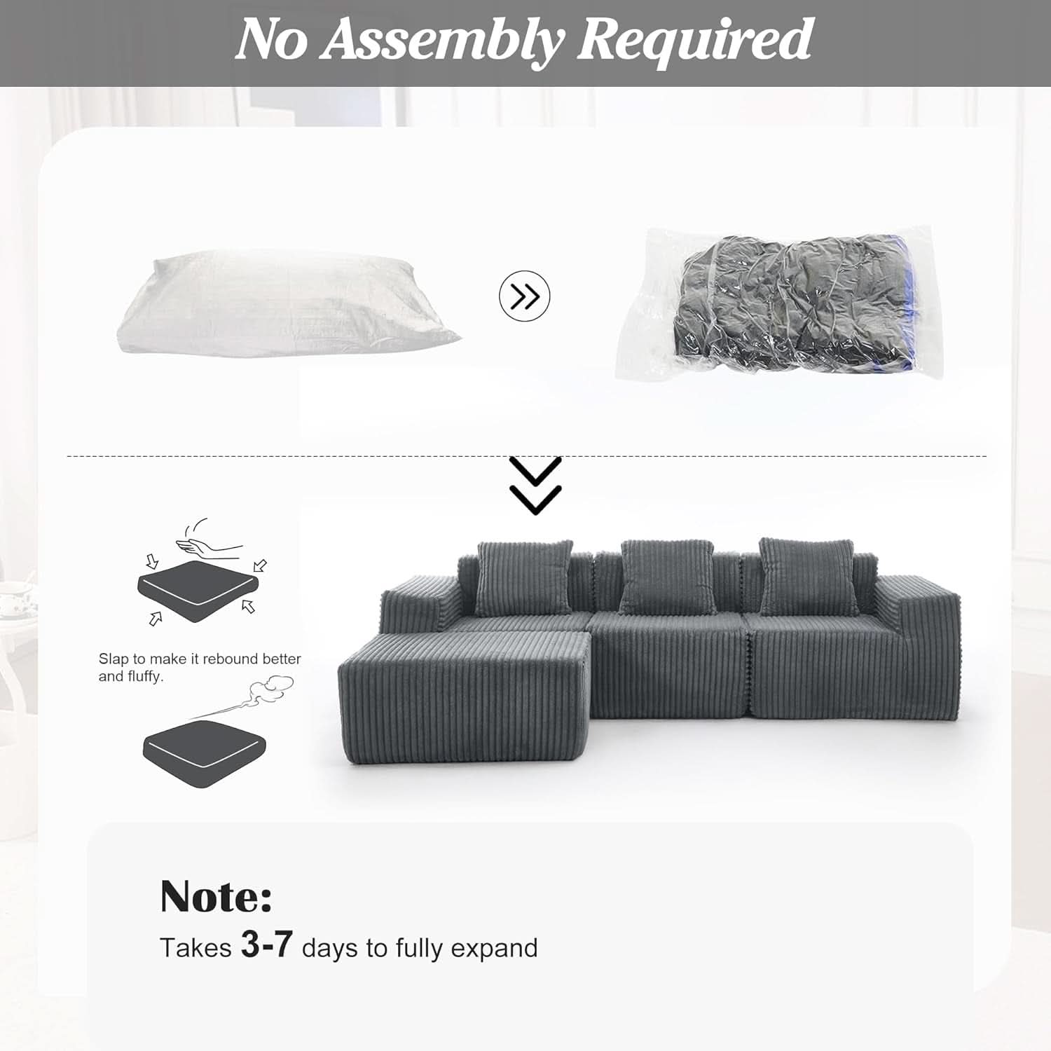 Comfy L Shaped Modular Memory Foam Sectional Sofa