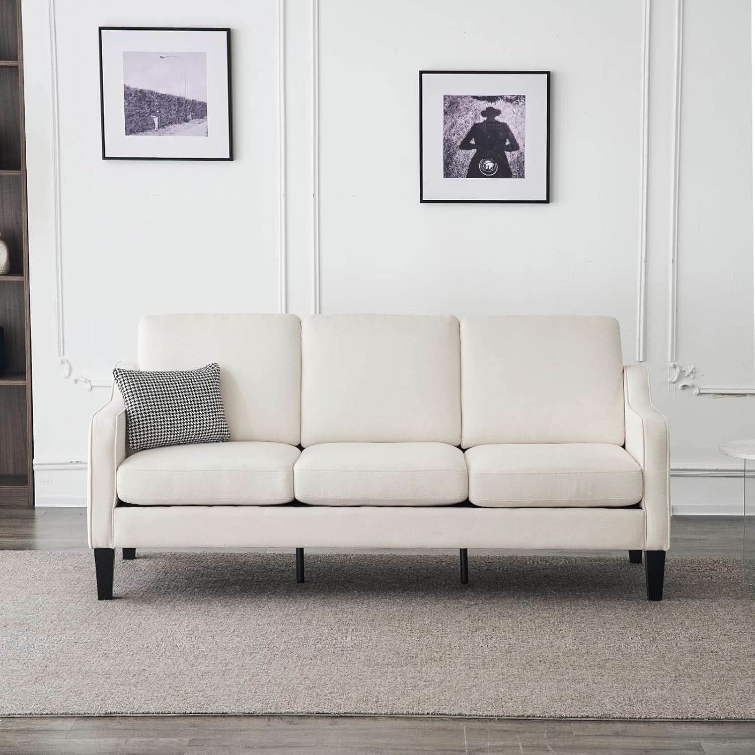 Comfy Mid Century Modern Beige Sofa for Small Spaces