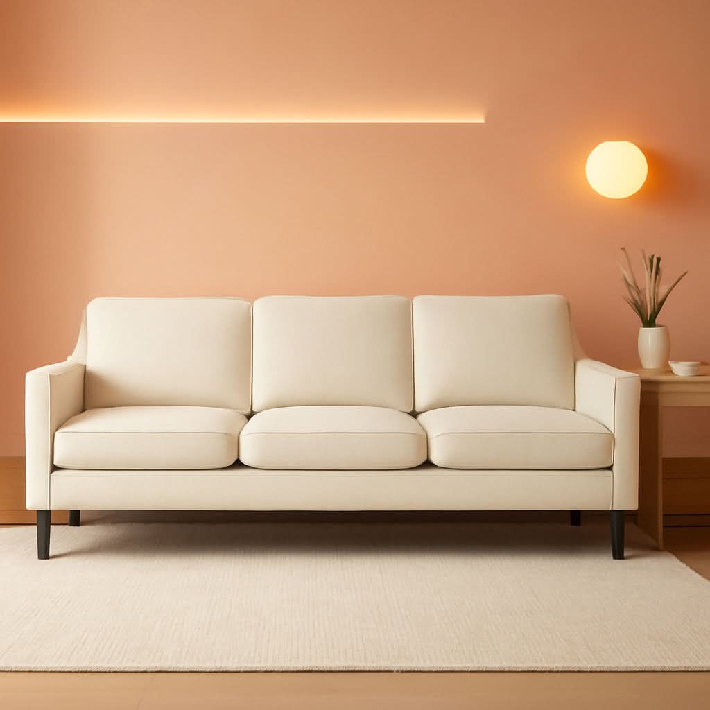 Comfy Mid Century Modern Beige Sofa for Small Spaces