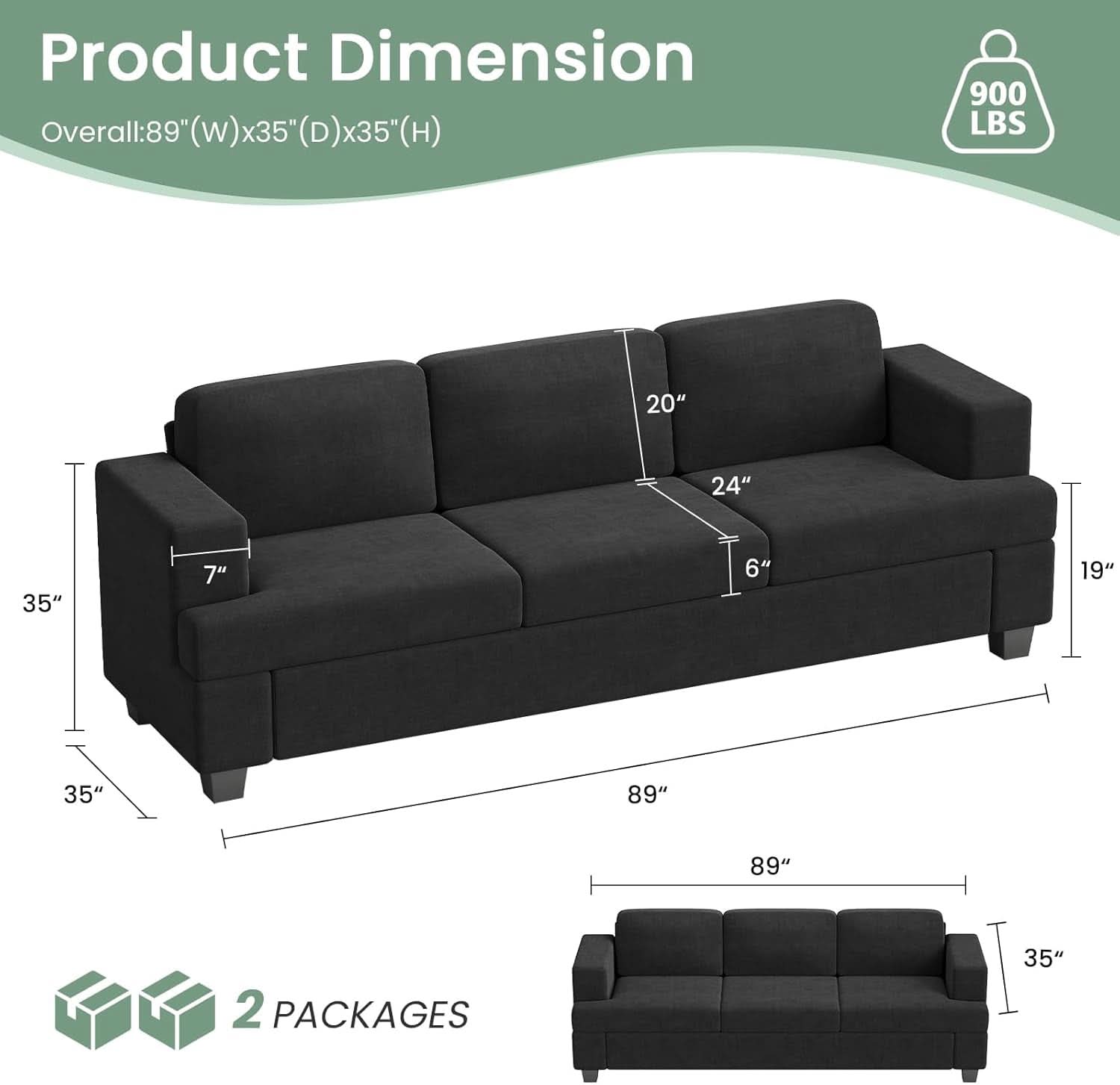 Comfy Modern Sleeper Couch Set for Living Room