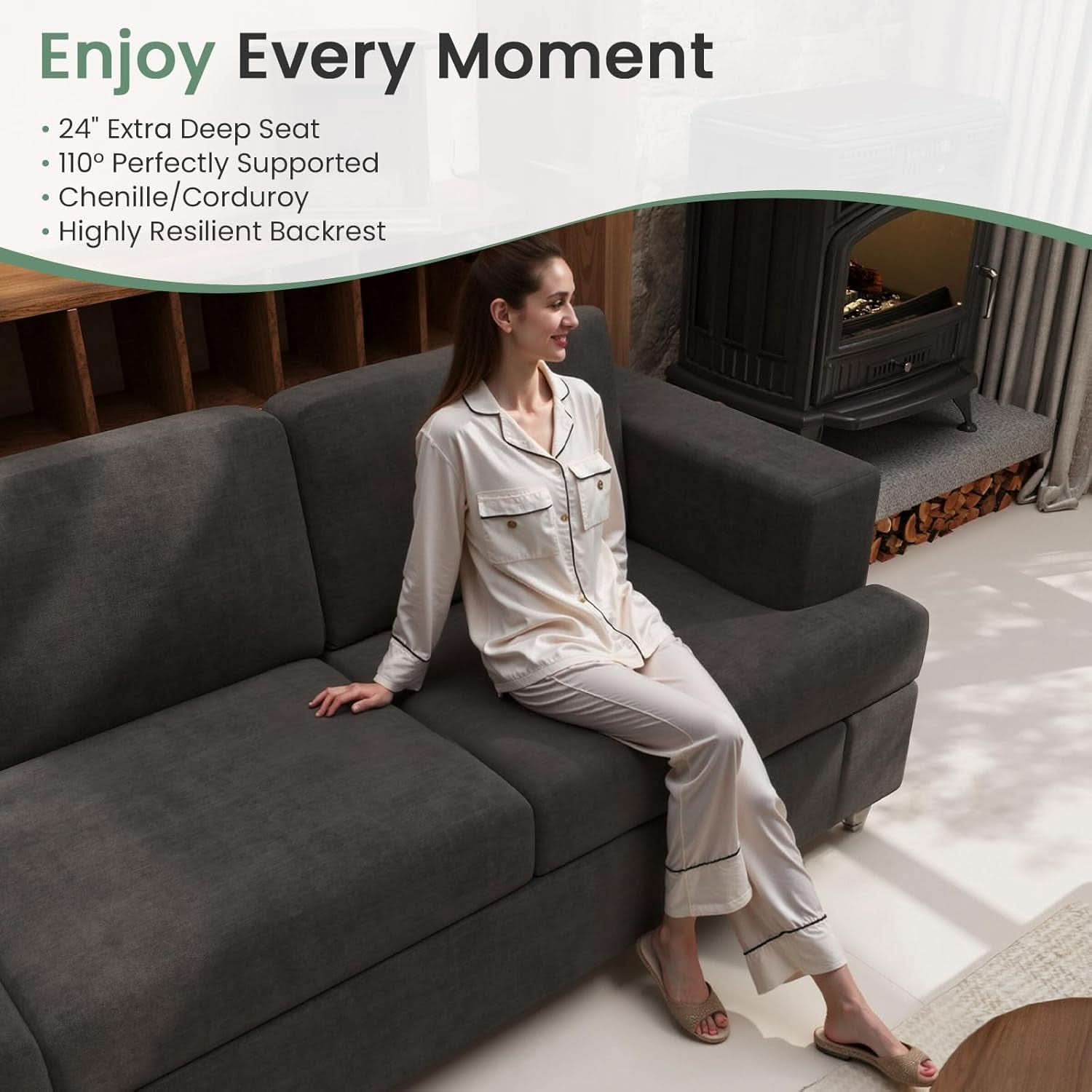 Comfy Modern Sleeper Couch Set for Living Room