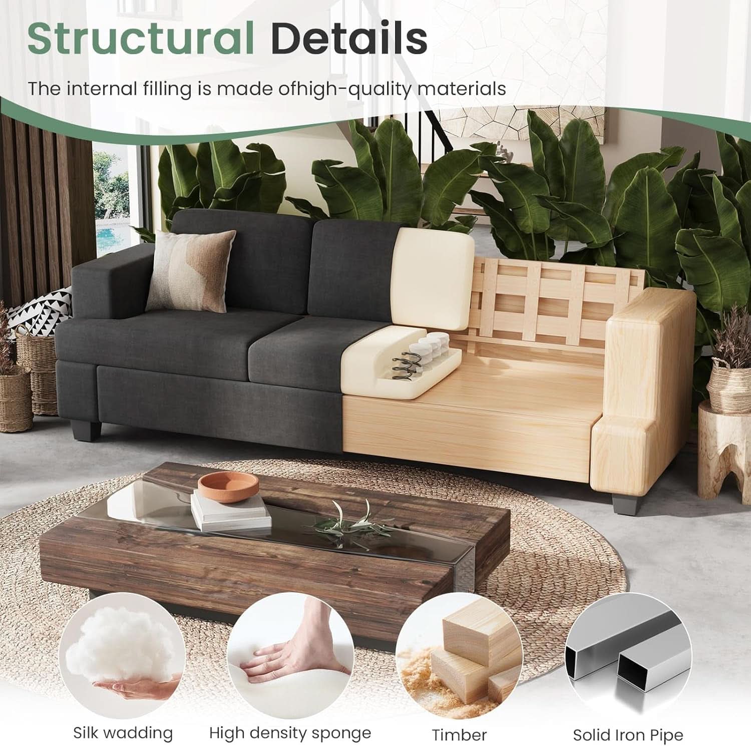 Comfy Modern Sleeper Couch Set for Living Room