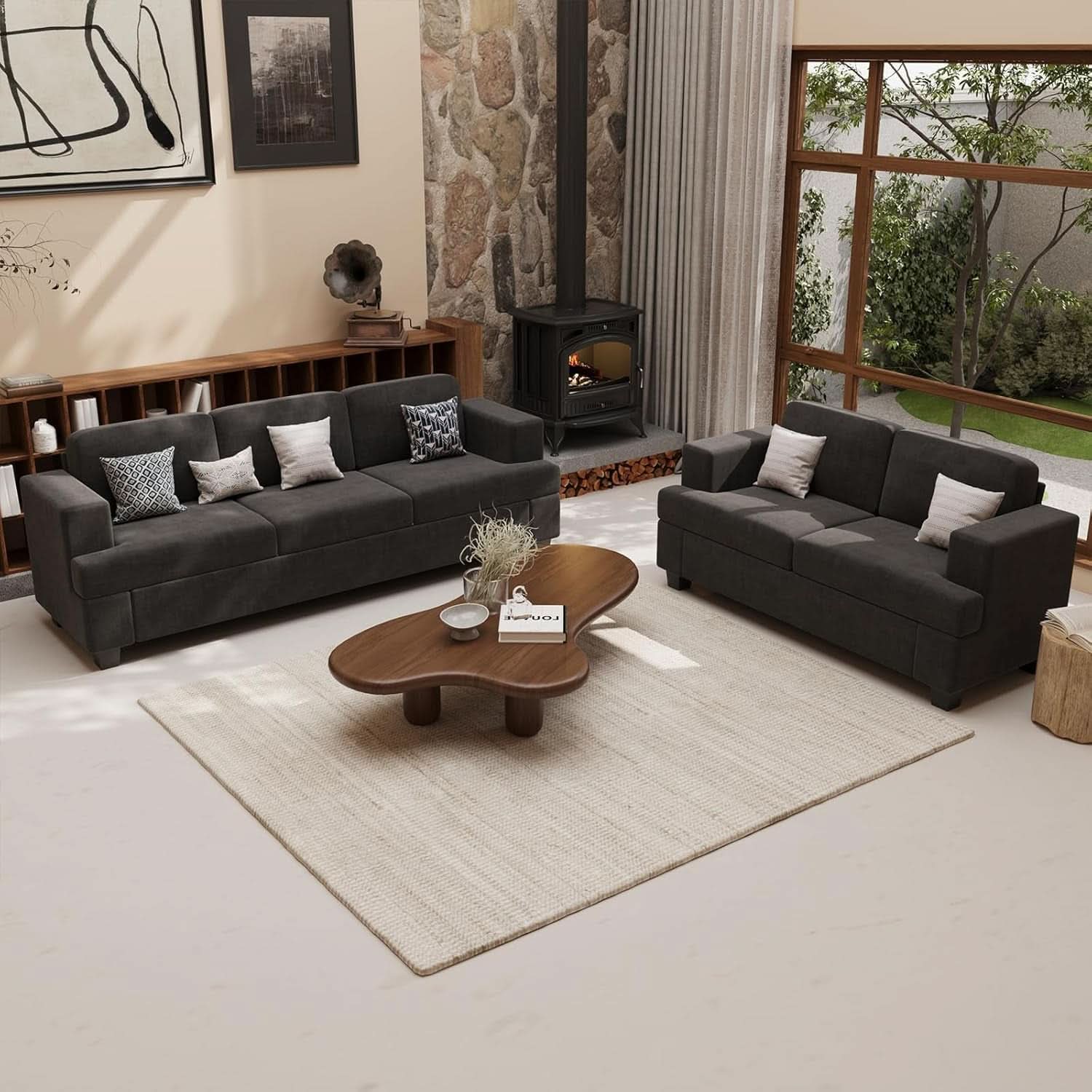 Comfy Modern Sleeper Couch Set for Living Room