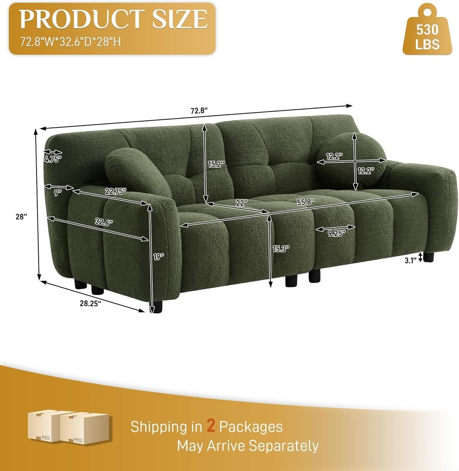 Comfy Oversized Boucle Cloud Sofa With Elegant Design