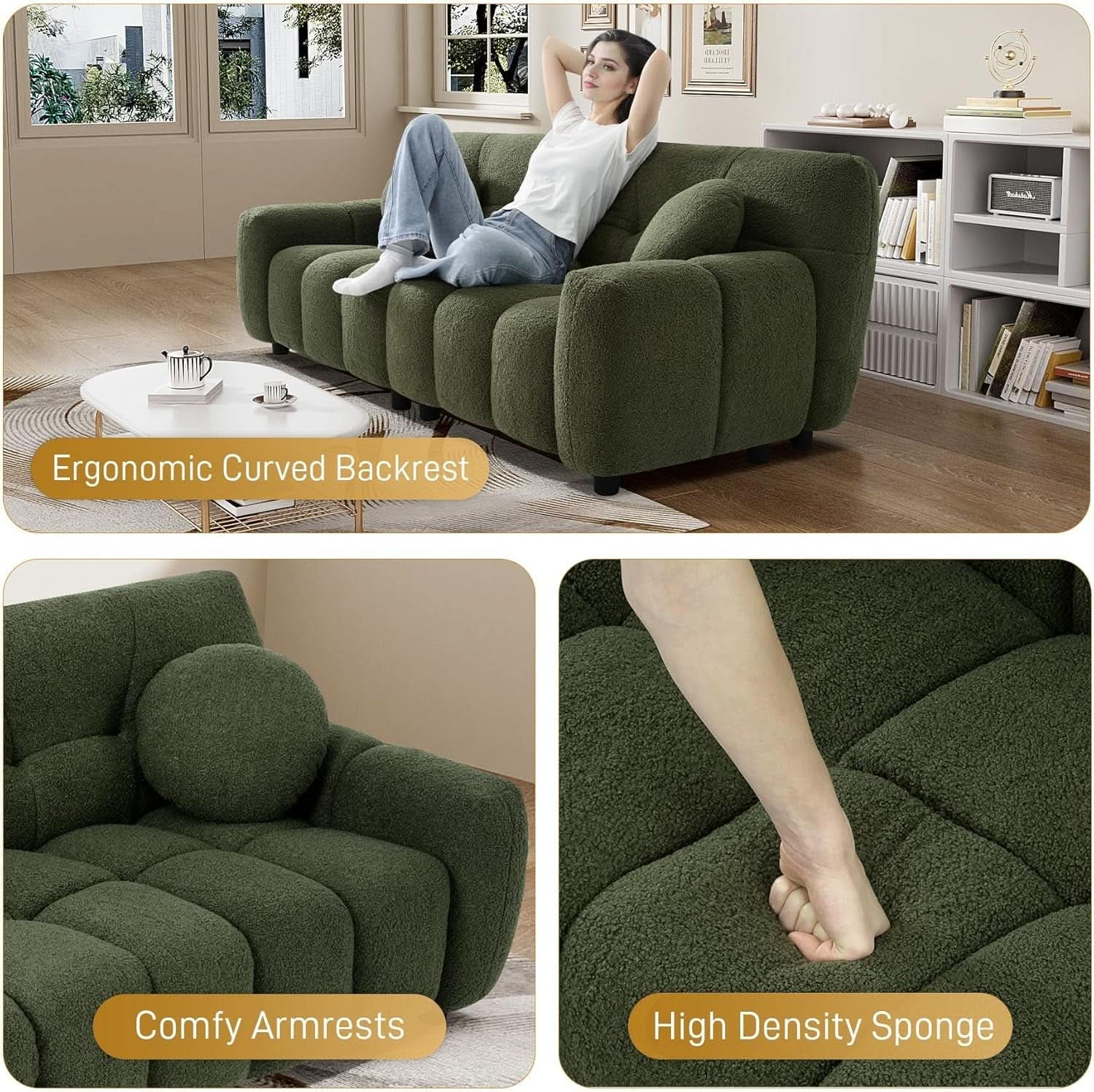 Comfy Oversized Boucle Cloud Sofa With Elegant Design