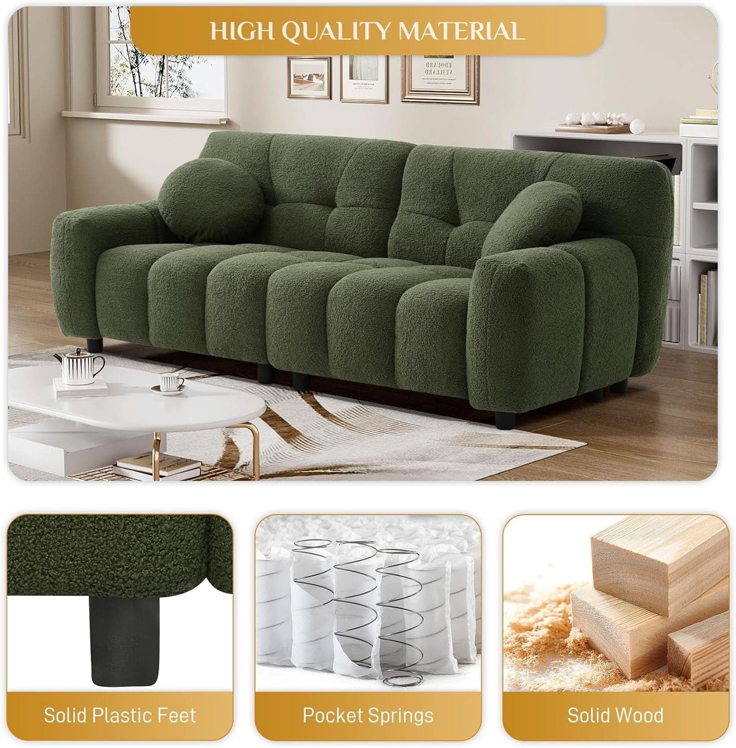 Comfy Oversized Boucle Cloud Sofa With Elegant Design