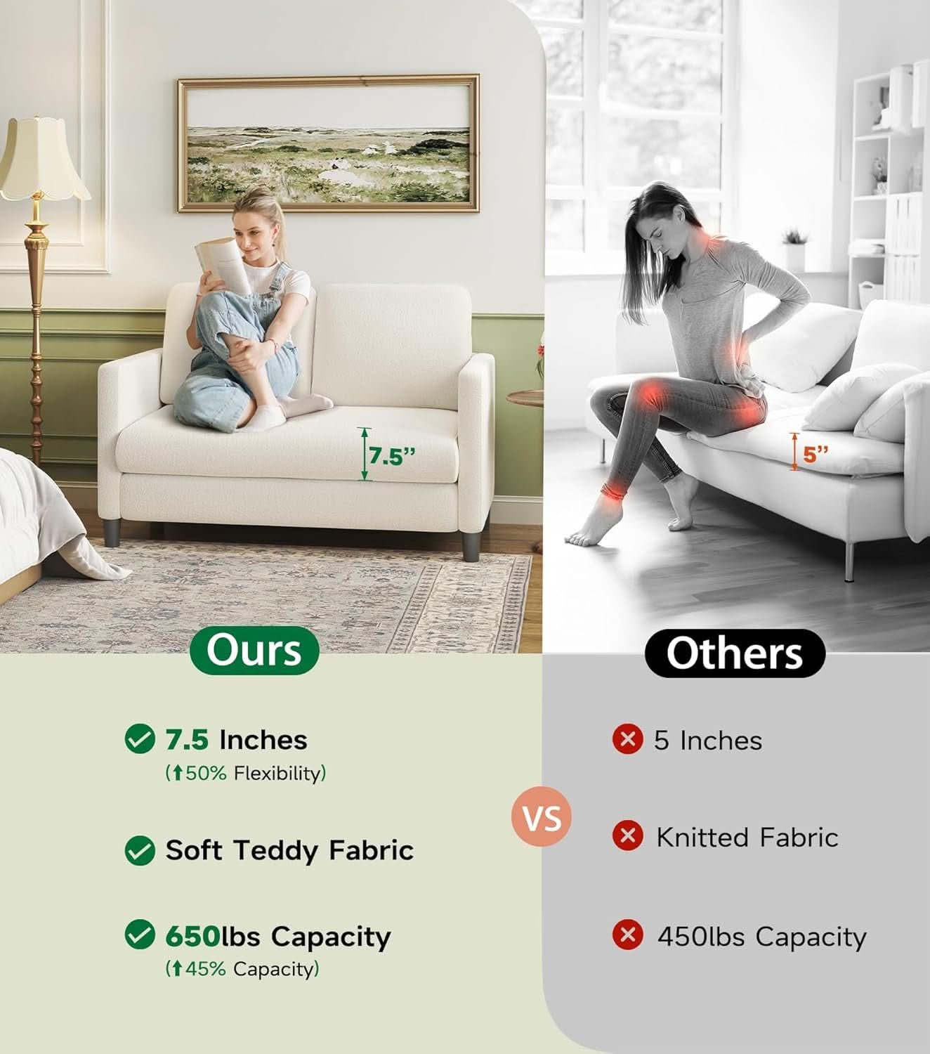 Comfy Teddy Loveseat Sofa Perfect For Small Spaces