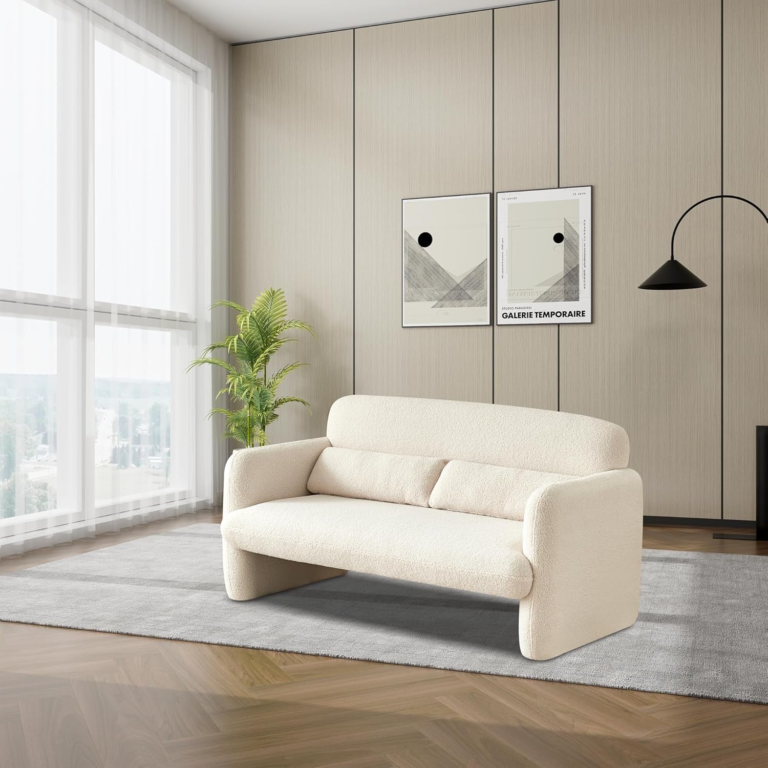Comfy Two Seater Loveseat Sofa with Waist Pillows