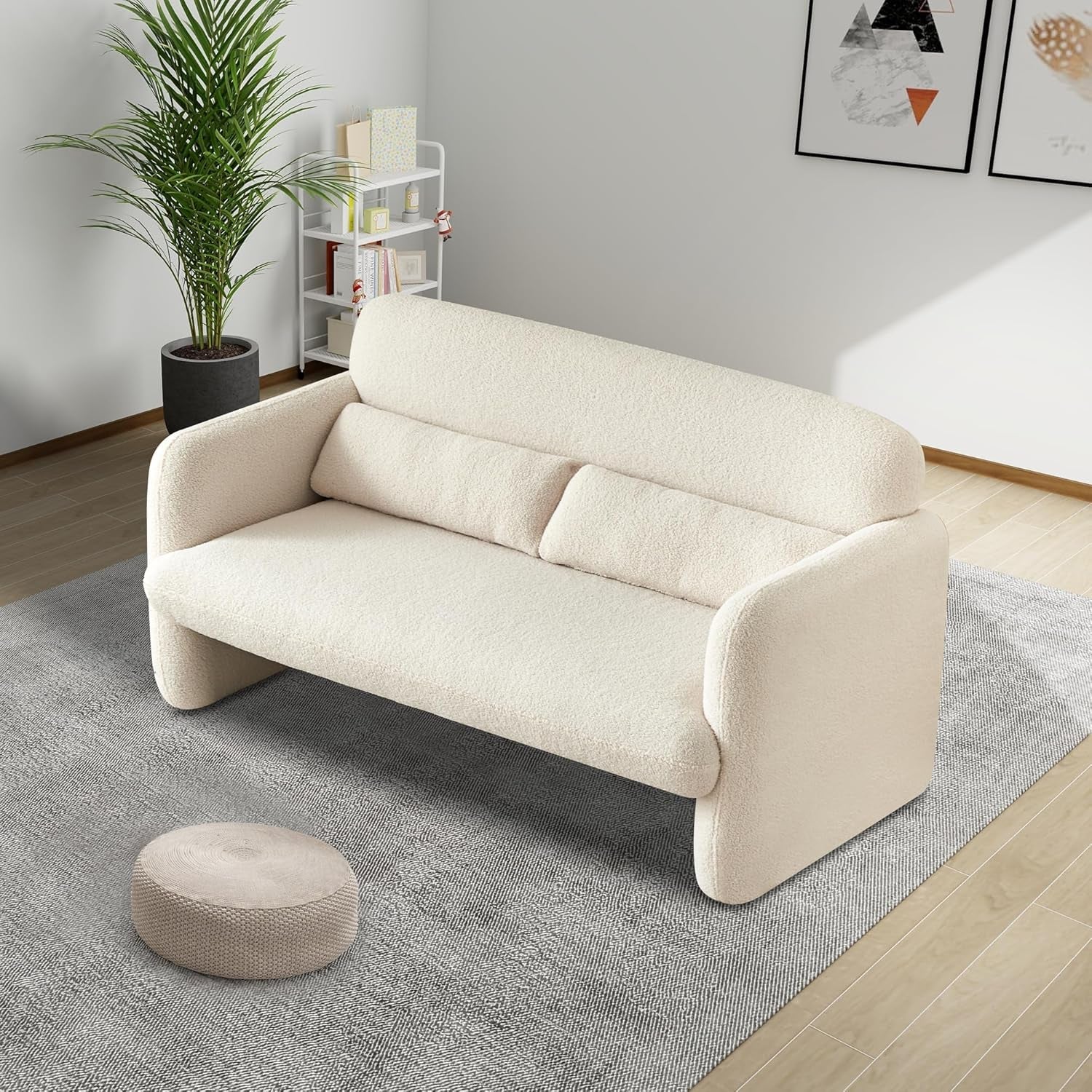 Comfy Two Seater Loveseat Sofa with Waist Pillows